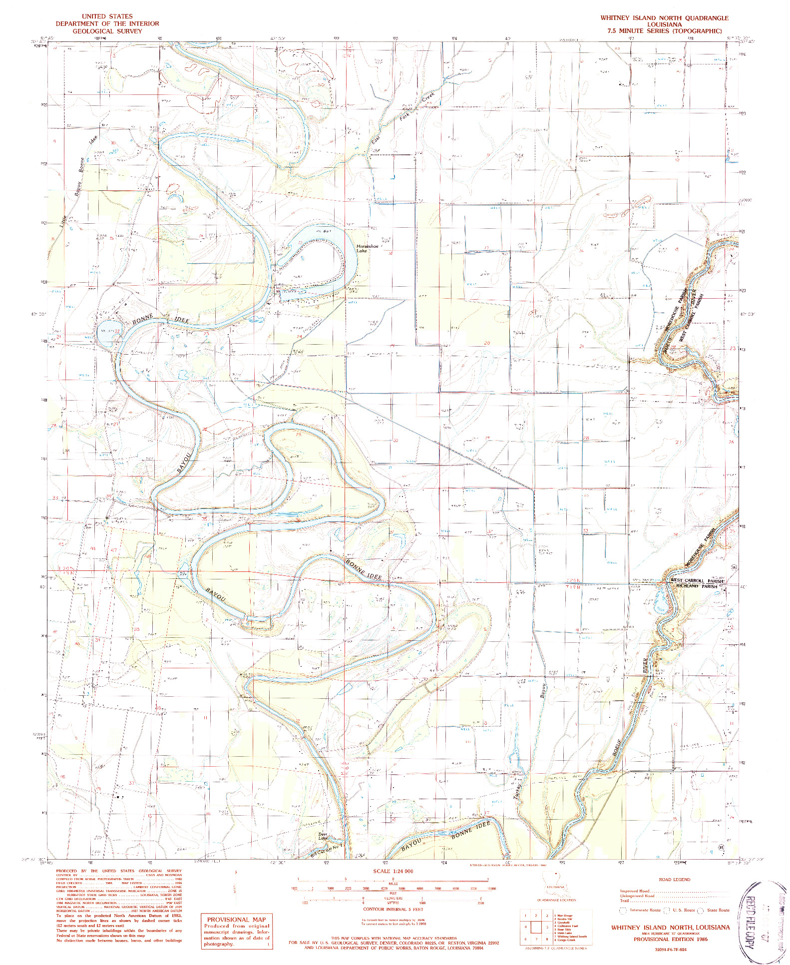 USGS 1:24000-SCALE QUADRANGLE FOR WHITNEY ISLAND NORTH, LA 1986