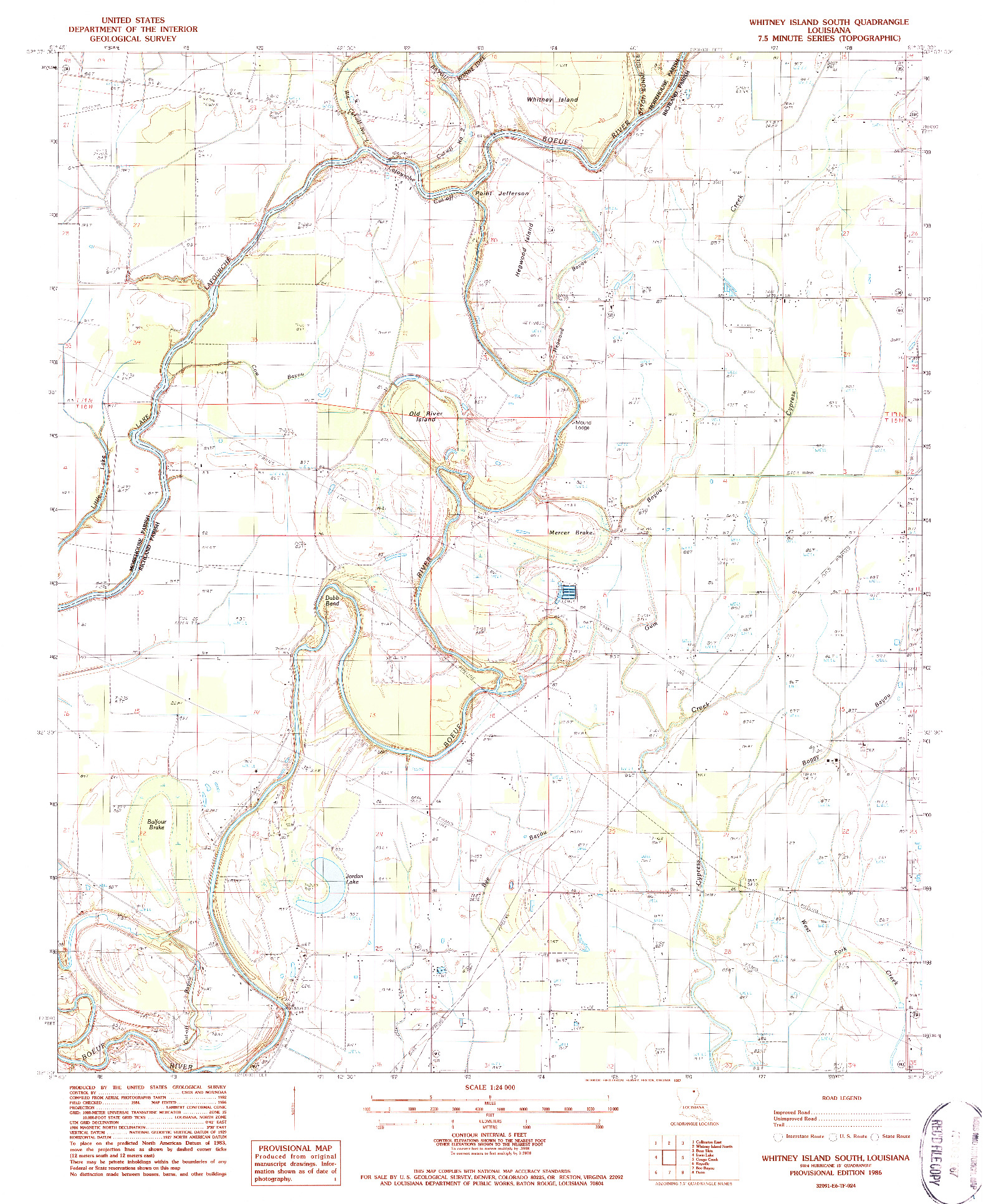 USGS 1:24000-SCALE QUADRANGLE FOR WHITNEY ISLAND SOUTH, LA 1986