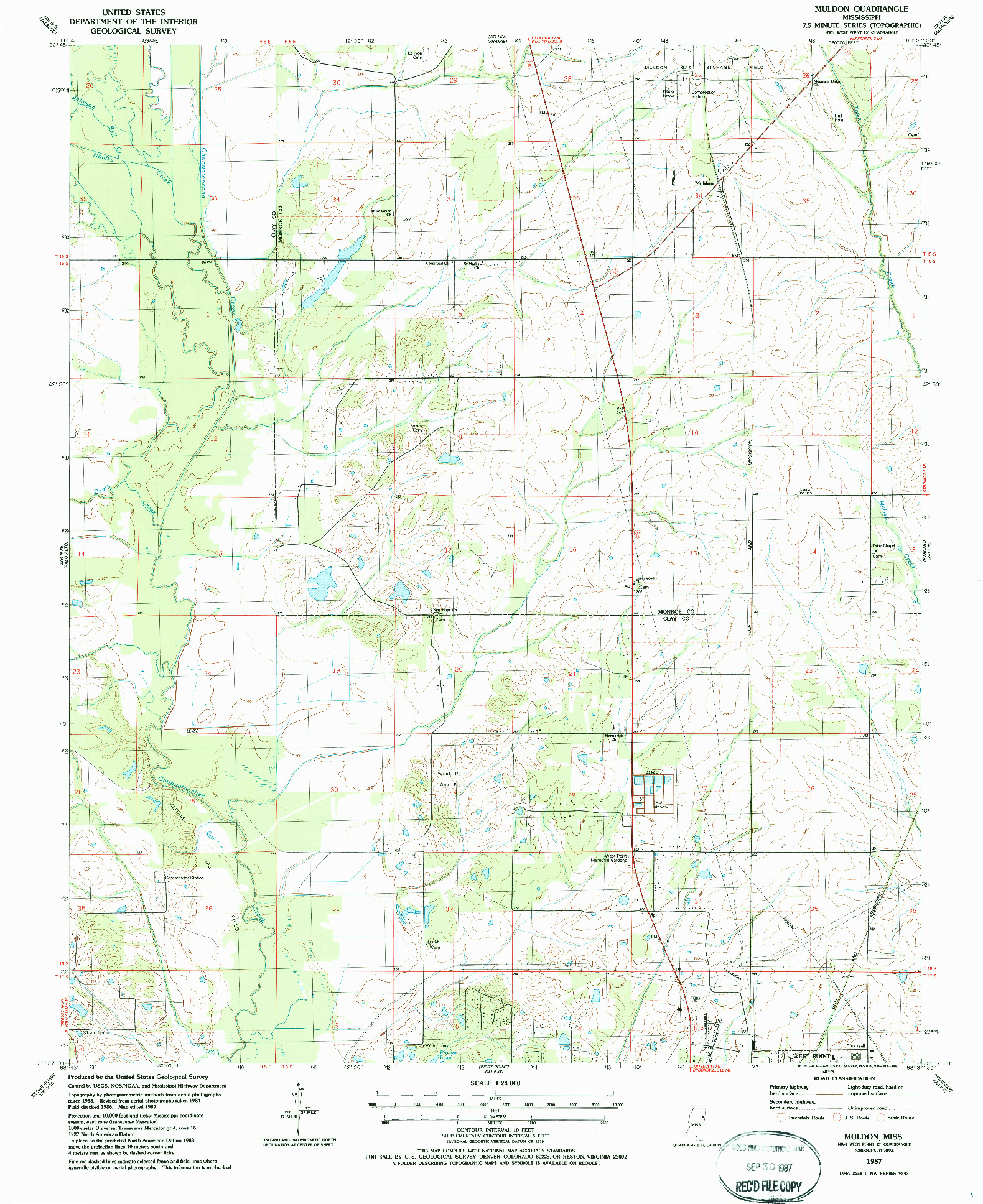 USGS 1:24000-SCALE QUADRANGLE FOR MULDON, MS 1987