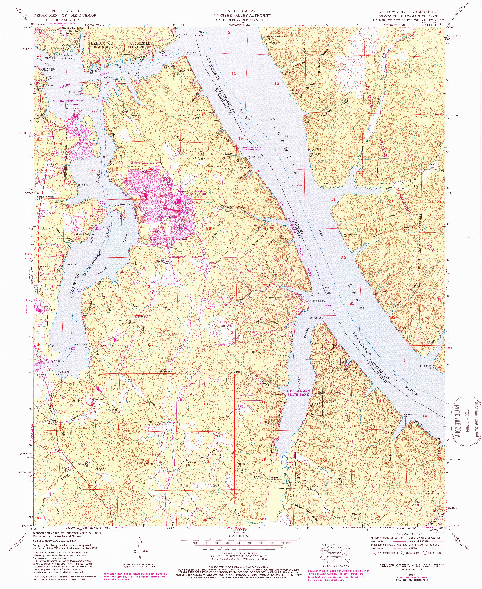 USGS 1:24000-SCALE QUADRANGLE FOR YELLOW CREEK, MS 1953