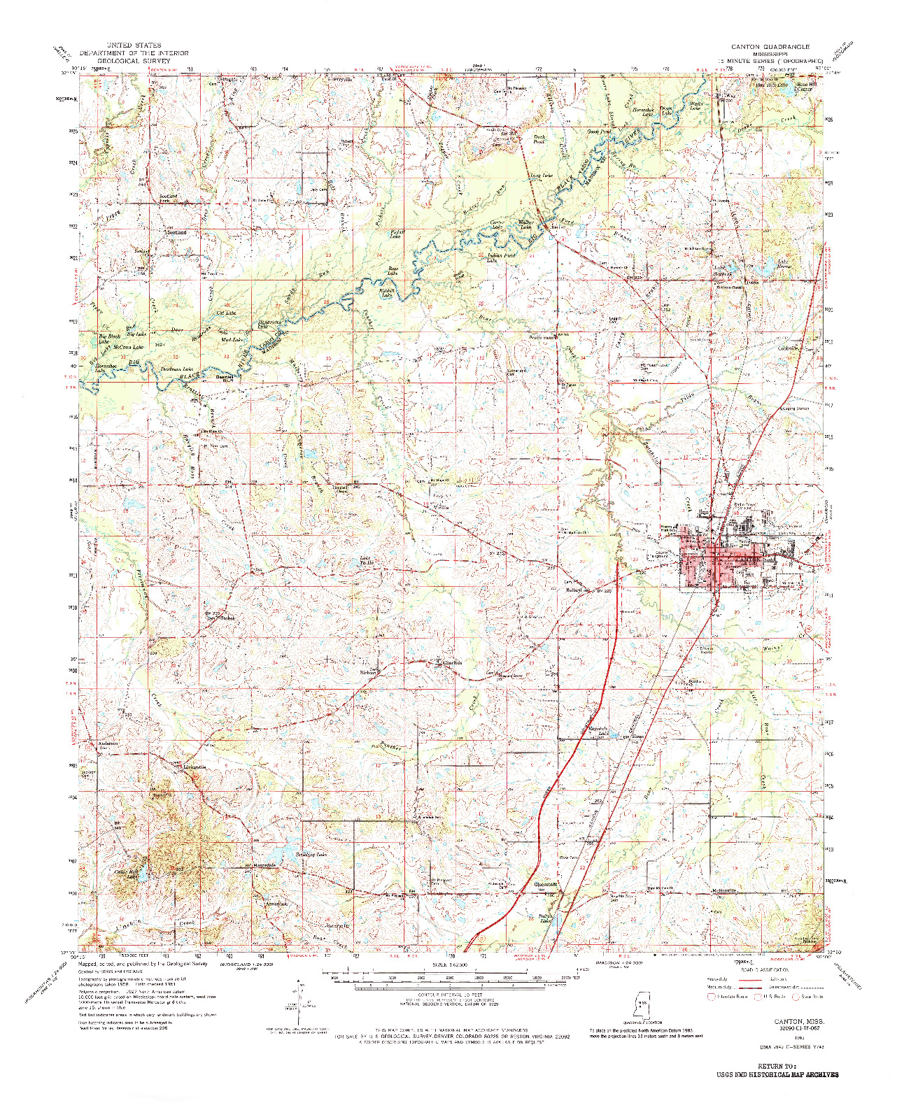 USGS 1:62500-SCALE QUADRANGLE FOR CANTON, MS 1961