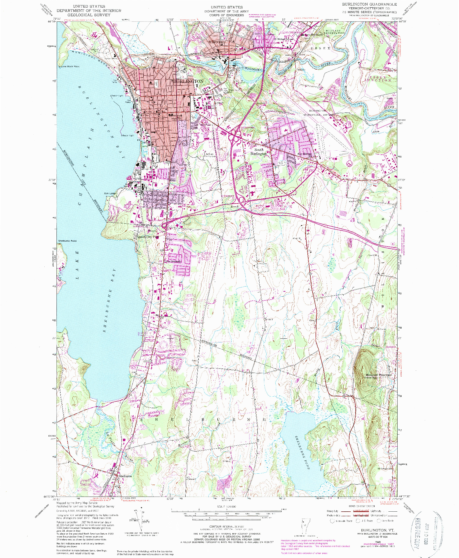 USGS 1:24000-SCALE QUADRANGLE FOR BURLINGTON, VT 1948