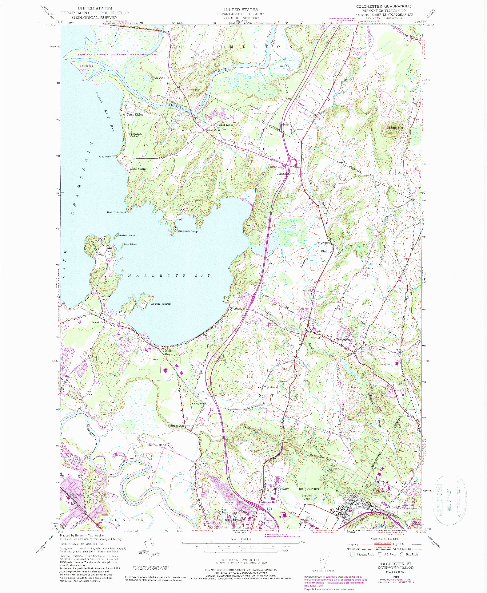 USGS 1:24000-SCALE QUADRANGLE FOR COLCHESTER, VT 1948