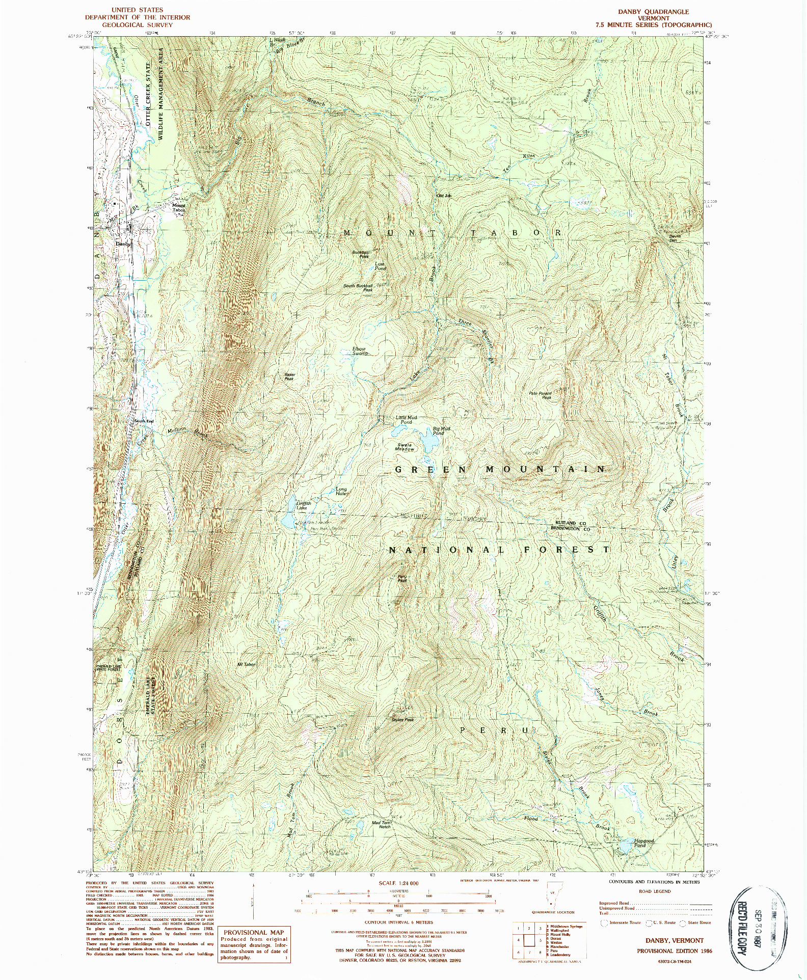 USGS 1:24000-SCALE QUADRANGLE FOR DANBY, VT 1986