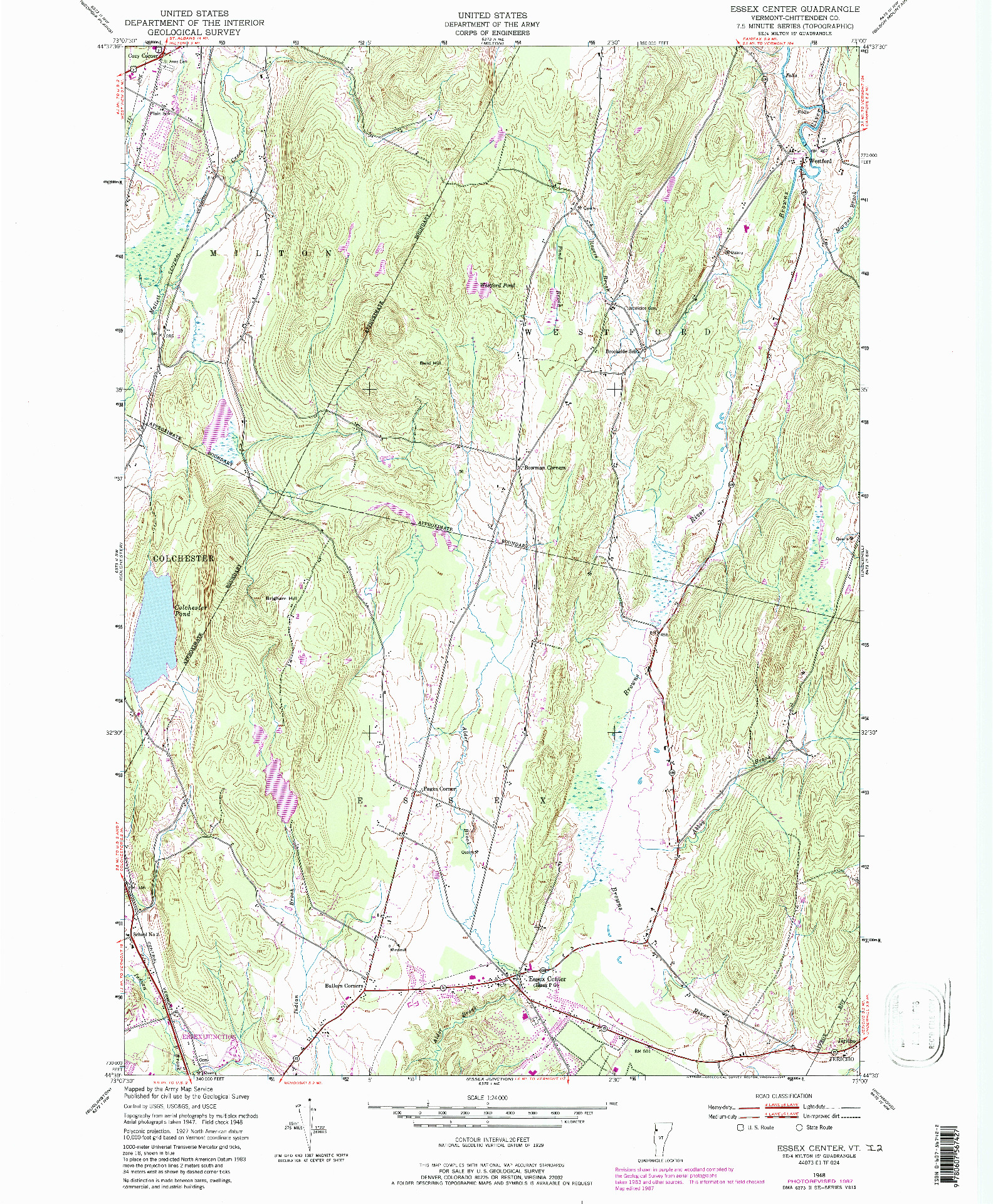 USGS 1:24000-SCALE QUADRANGLE FOR ESSEX CENTER, VT 1948