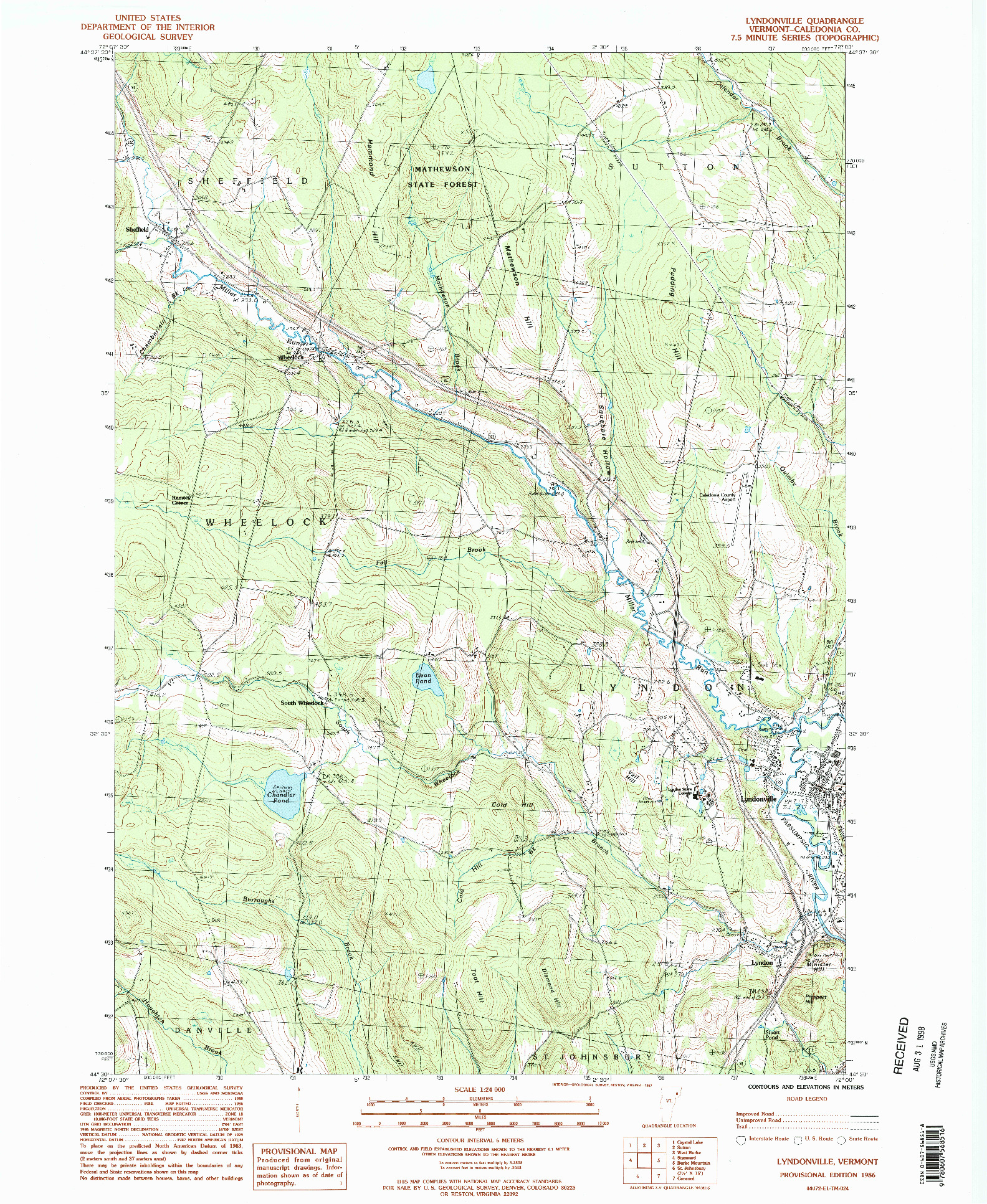 USGS 1:24000-SCALE QUADRANGLE FOR LYNDONVILLE, VT 1986