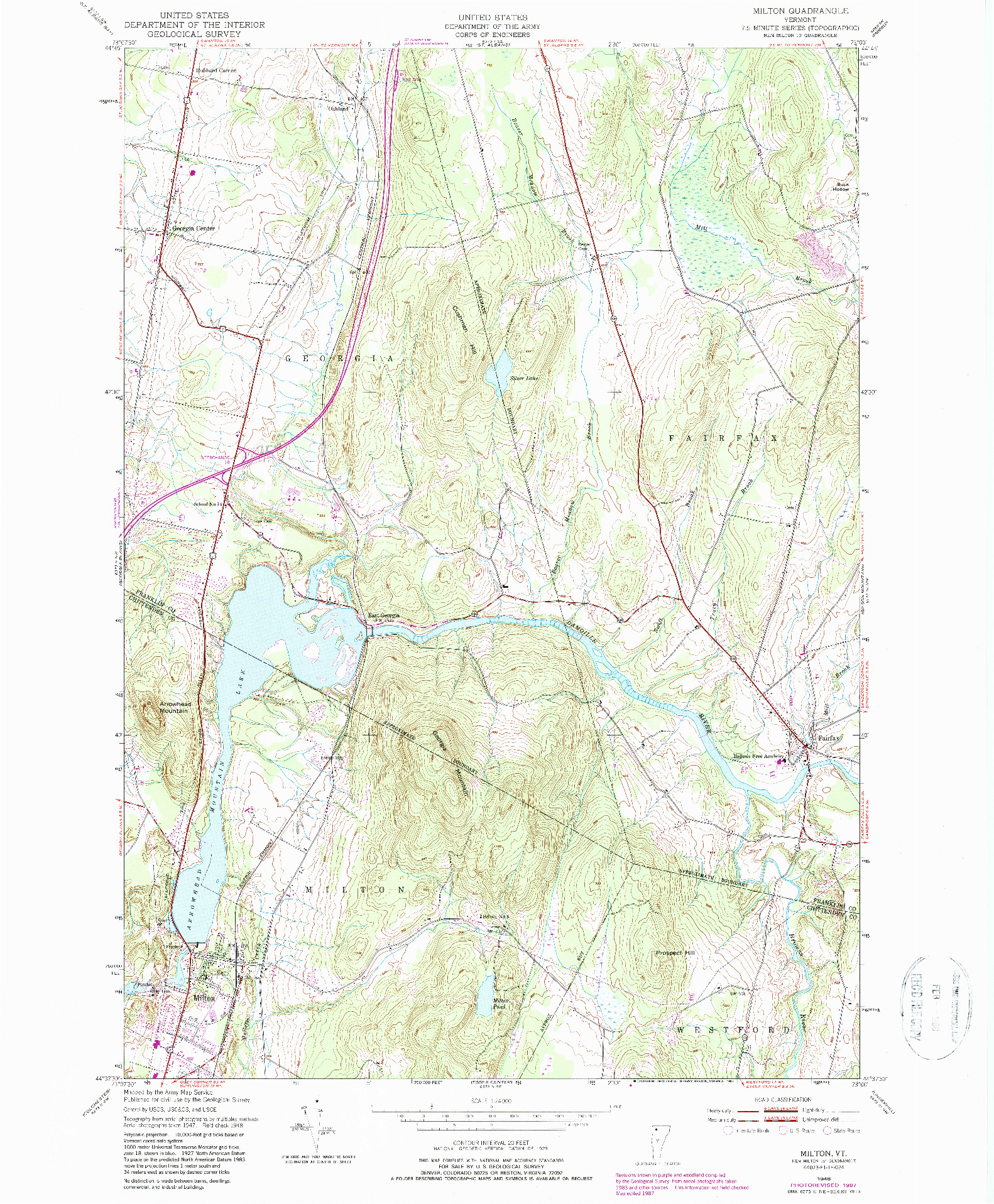 USGS 1:24000-SCALE QUADRANGLE FOR MILTON, VT 1948