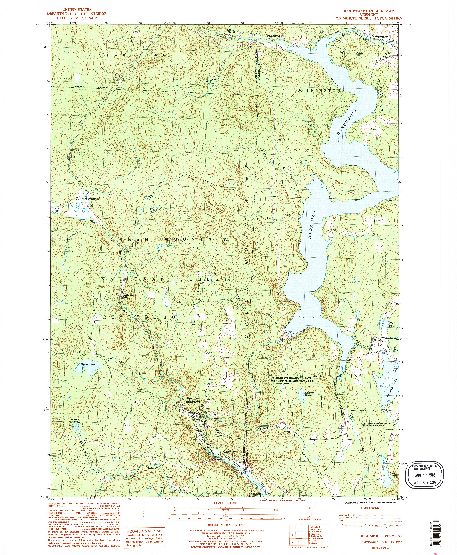 USGS 1:24000-SCALE QUADRANGLE FOR READSBORO, VT 1987