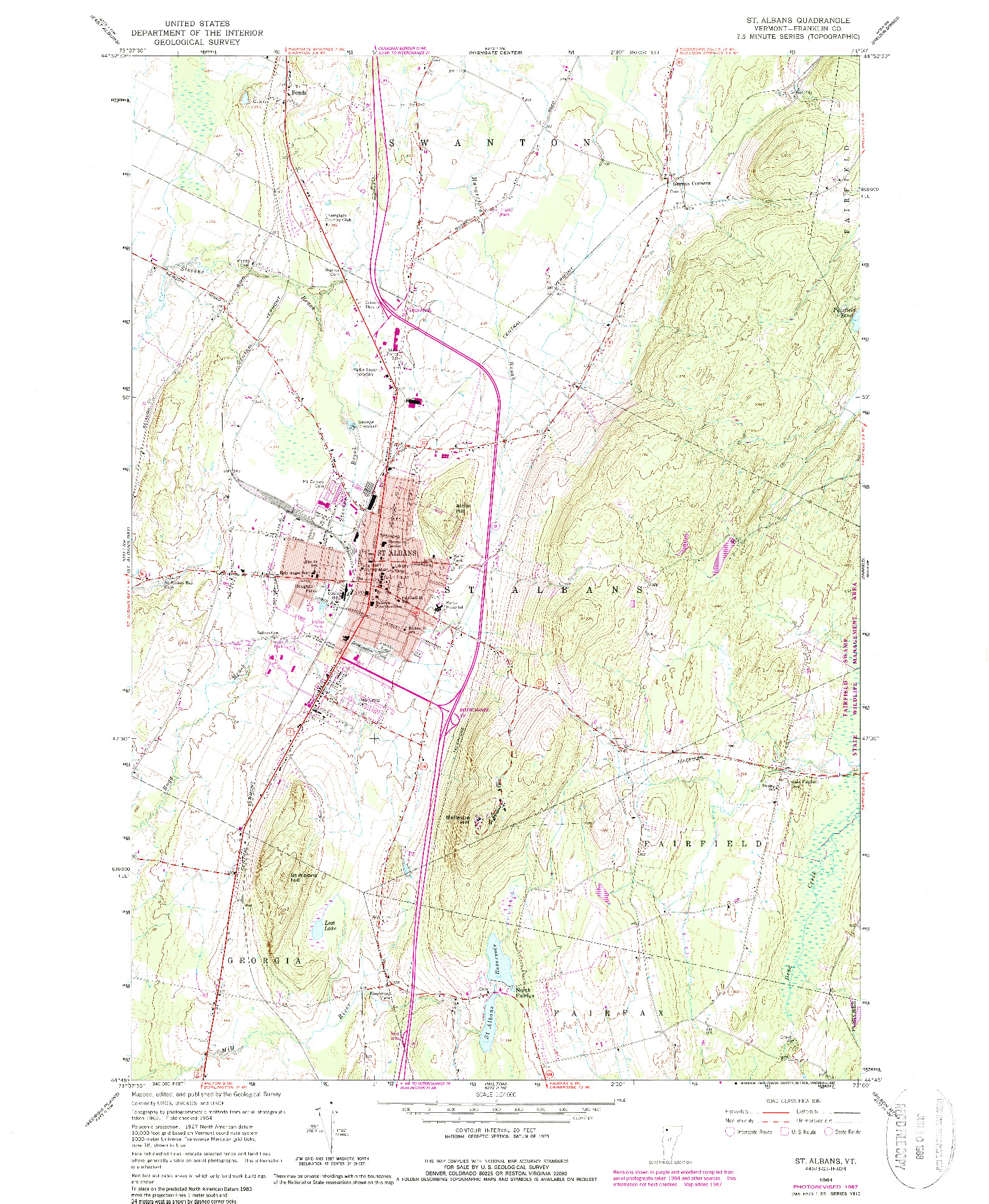 USGS 1:24000-SCALE QUADRANGLE FOR ST. ALBANS, VT 1964