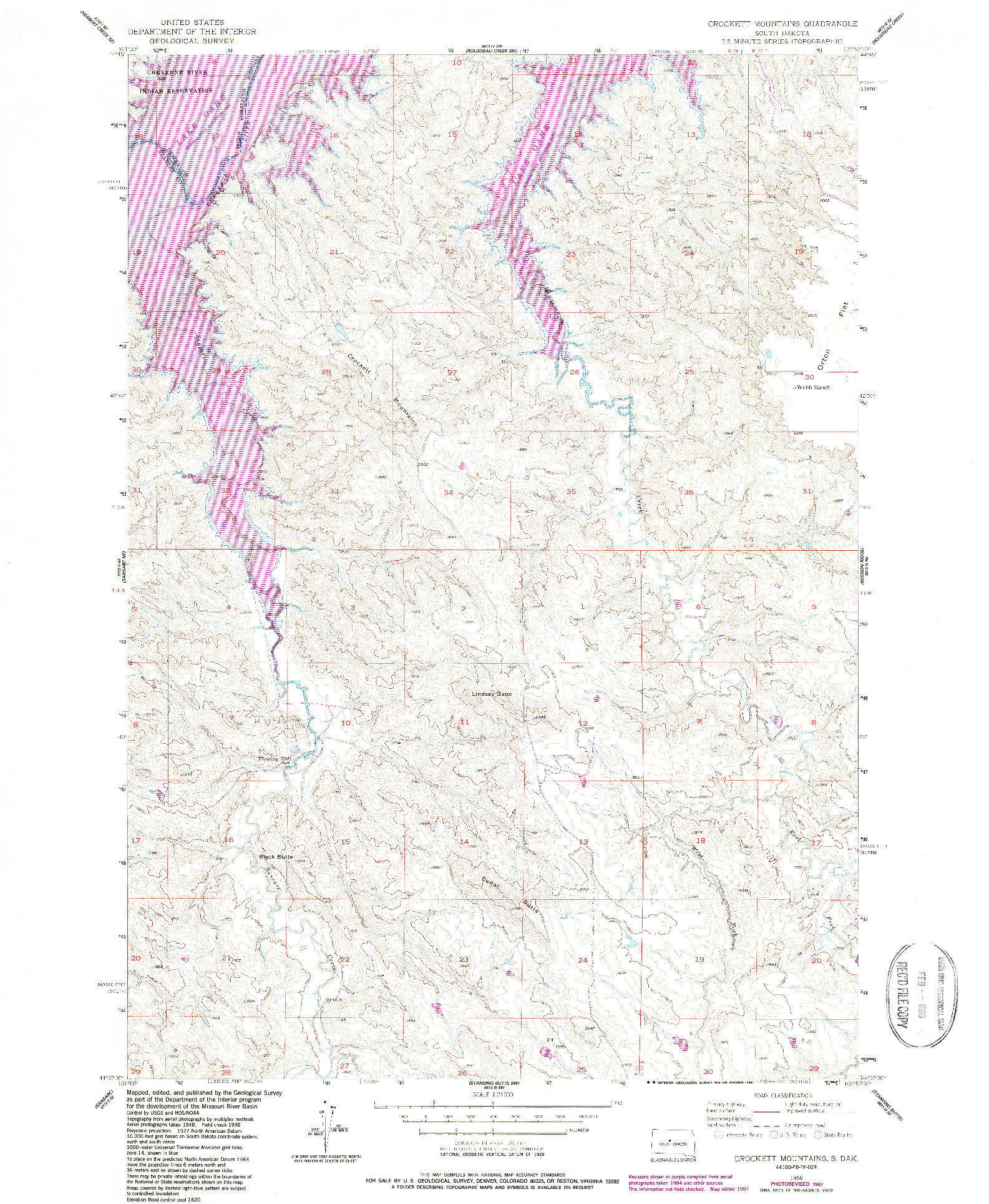 USGS 1:24000-SCALE QUADRANGLE FOR CROCKETT MOUNTAINS, SD 1956