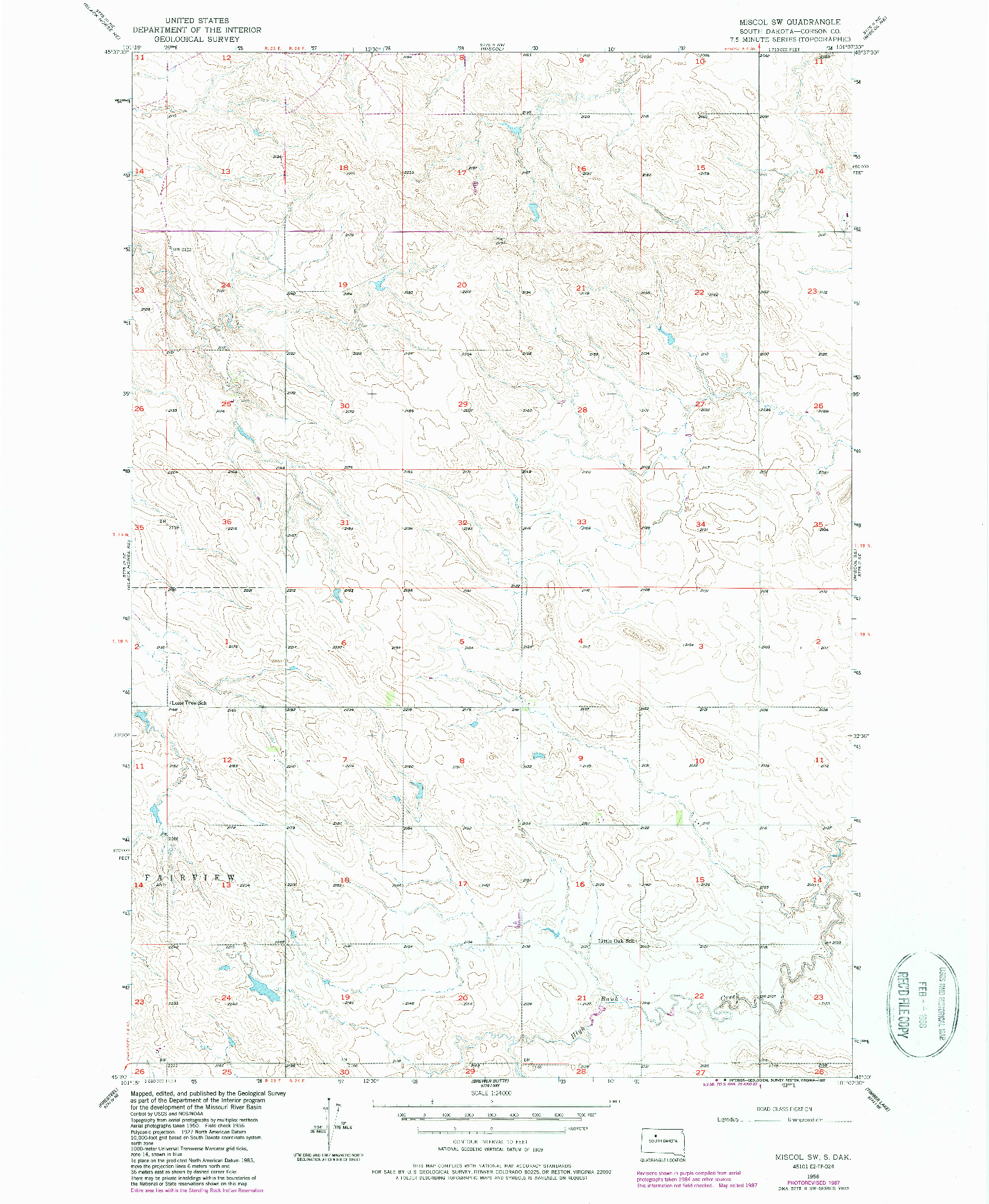 USGS 1:24000-SCALE QUADRANGLE FOR MISCOL SW, SD 1956