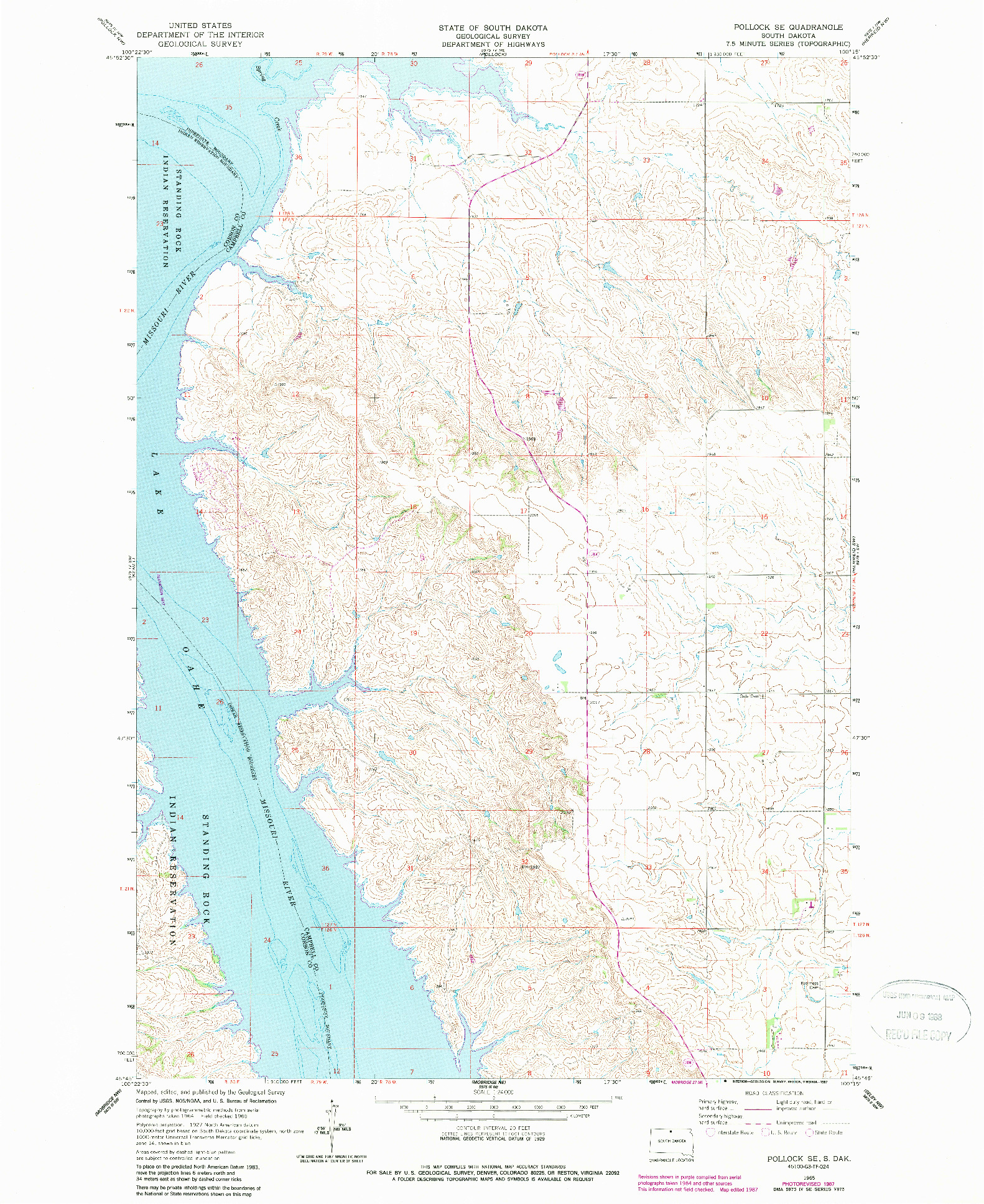 USGS 1:24000-SCALE QUADRANGLE FOR POLLOCK SE, SD 1965