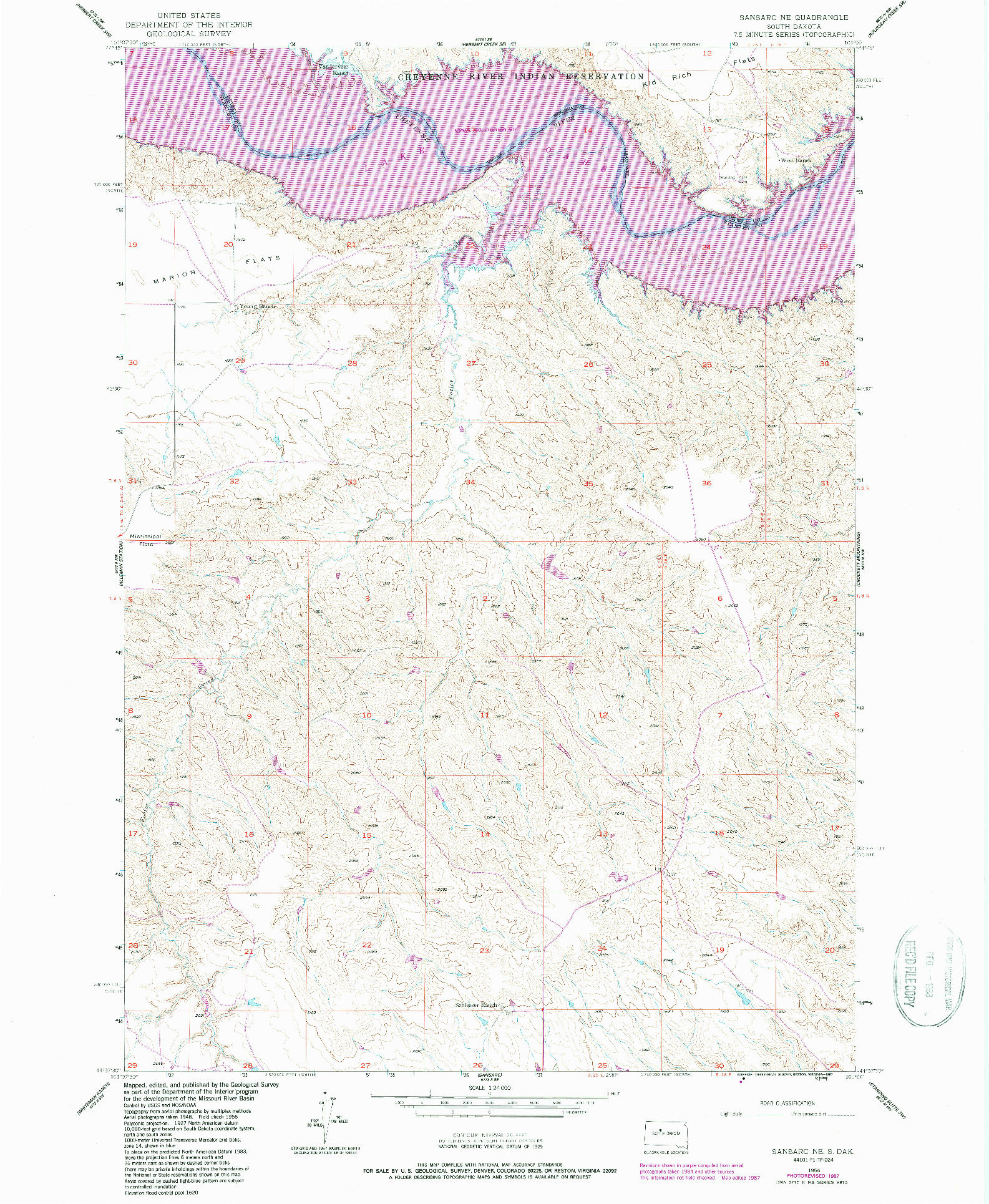 USGS 1:24000-SCALE QUADRANGLE FOR SANSARC NE, SD 1956