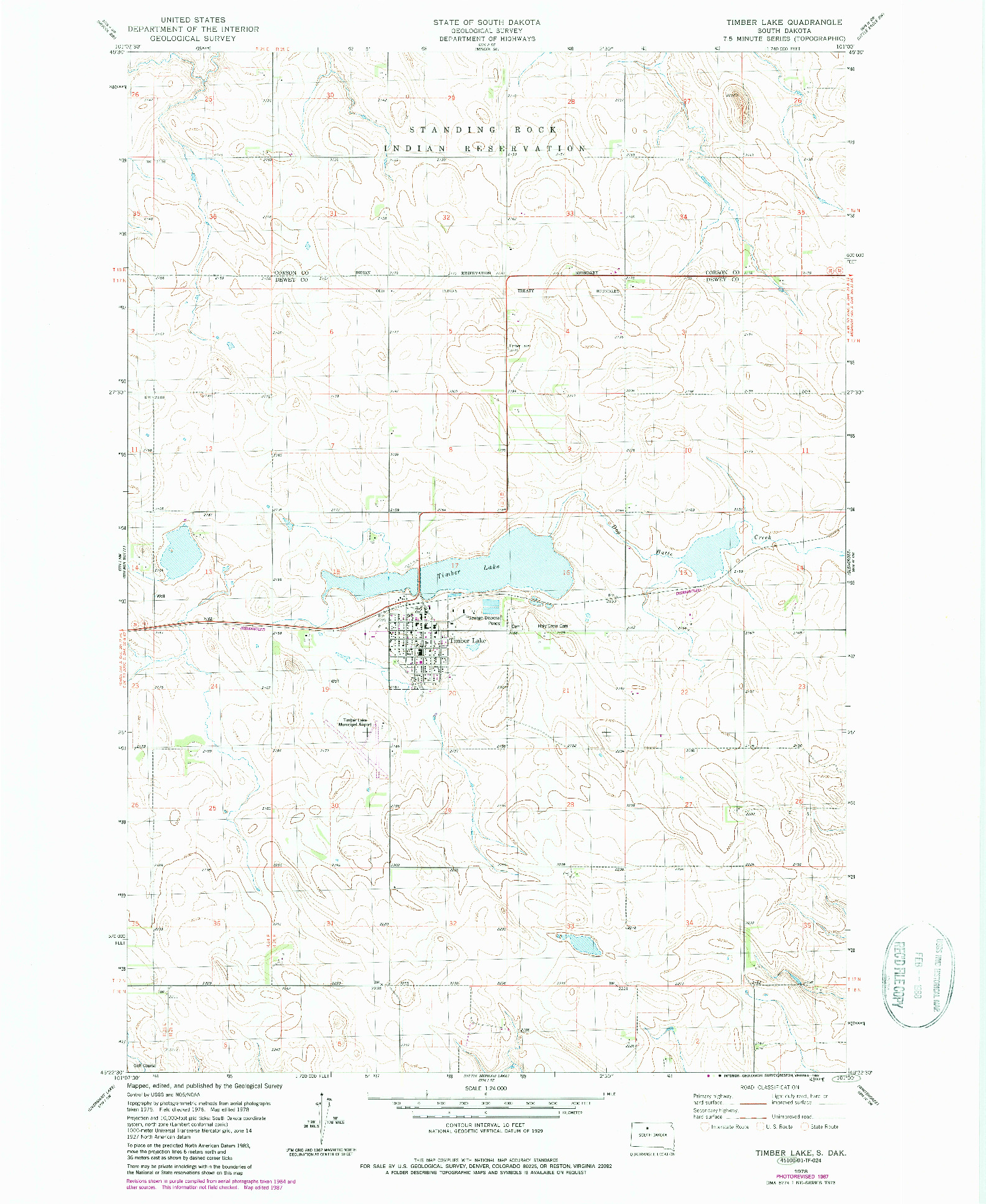 USGS 1:24000-SCALE QUADRANGLE FOR TIMBER LAKE, SD 1978