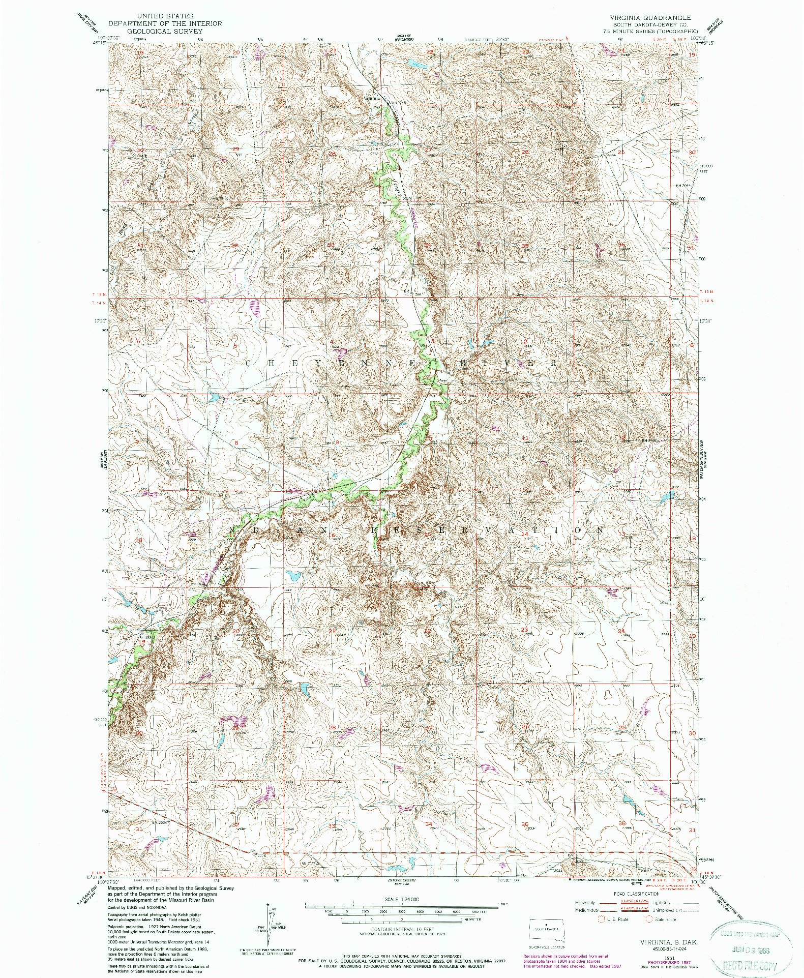USGS 1:24000-SCALE QUADRANGLE FOR VIRGINIA, SD 1951
