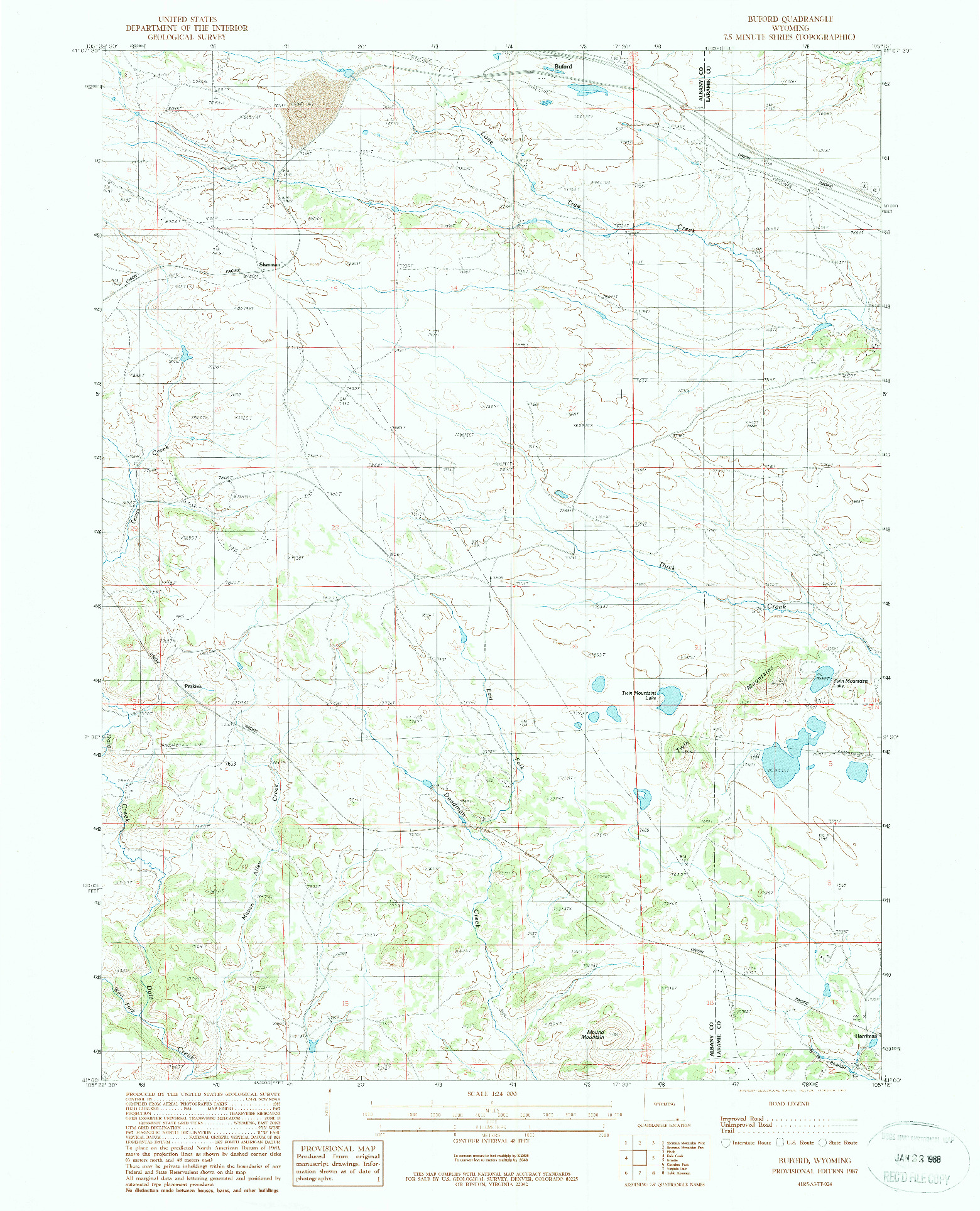 USGS 1:24000-SCALE QUADRANGLE FOR BUFORD, WY 1987