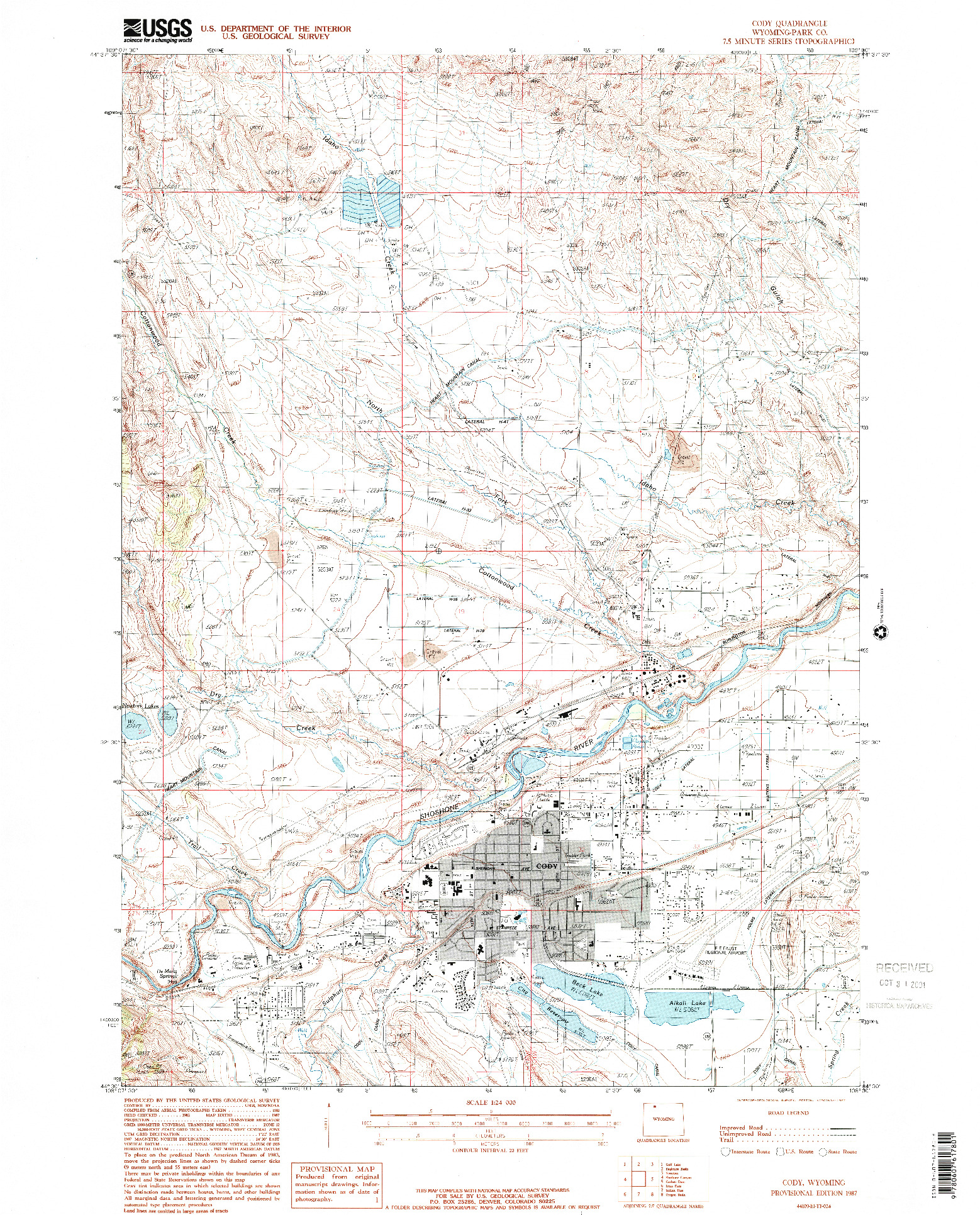 USGS 1:24000-SCALE QUADRANGLE FOR CODY, WY 1987