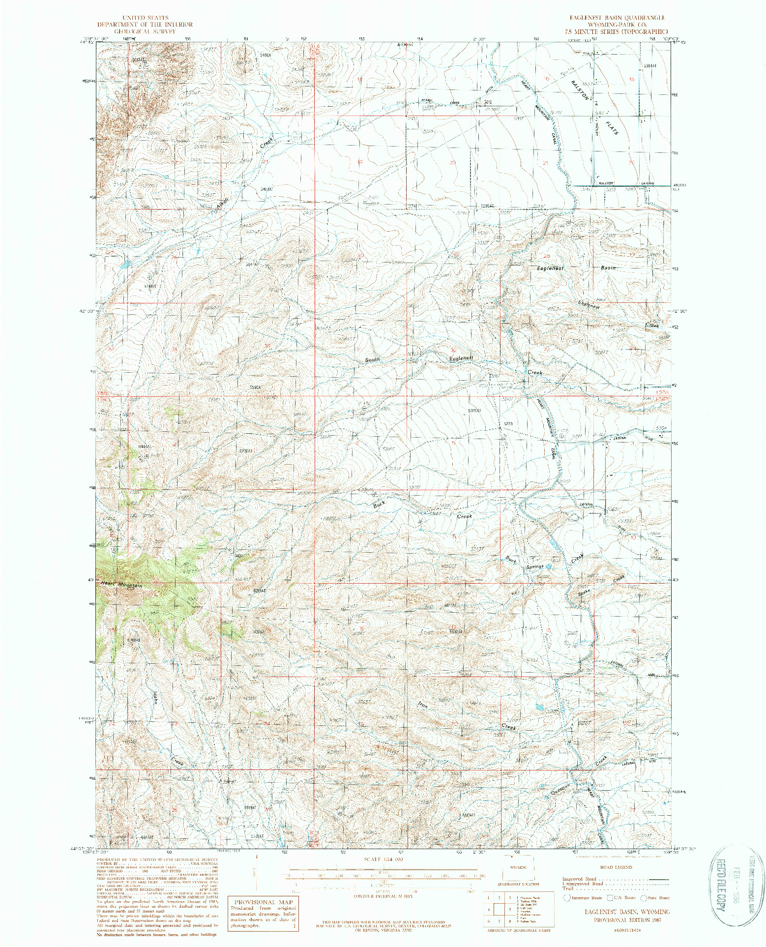 USGS 1:24000-SCALE QUADRANGLE FOR EAGLENEST BASIN, WY 1987