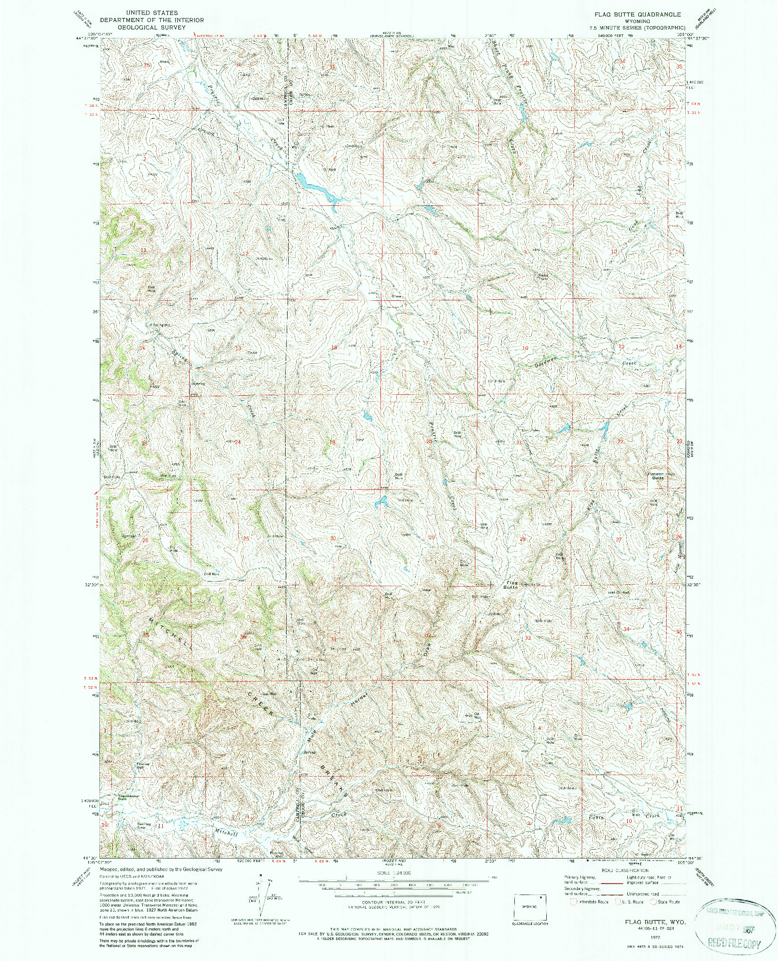 USGS 1:24000-SCALE QUADRANGLE FOR FLAG BUTTE, WY 1972