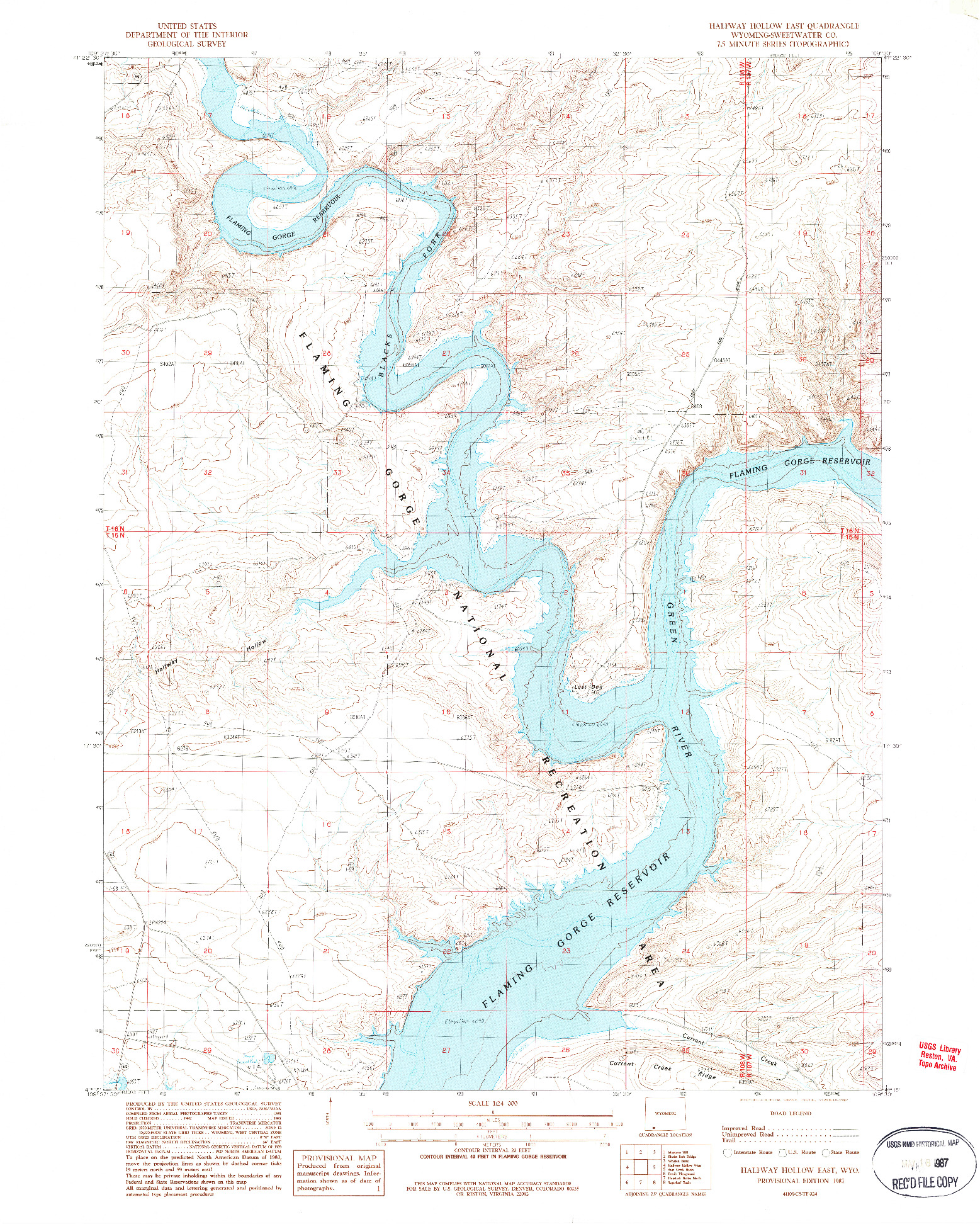 USGS 1:24000-SCALE QUADRANGLE FOR HALFWAY HOLLOW EAST, WY 1987