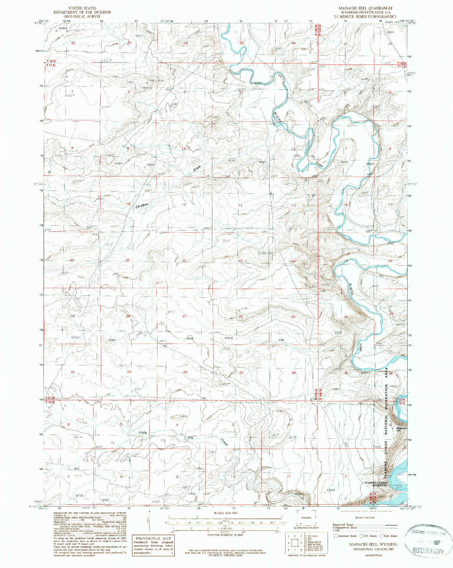 USGS 1:24000-SCALE QUADRANGLE FOR MASSACRE HILL, WY 1987