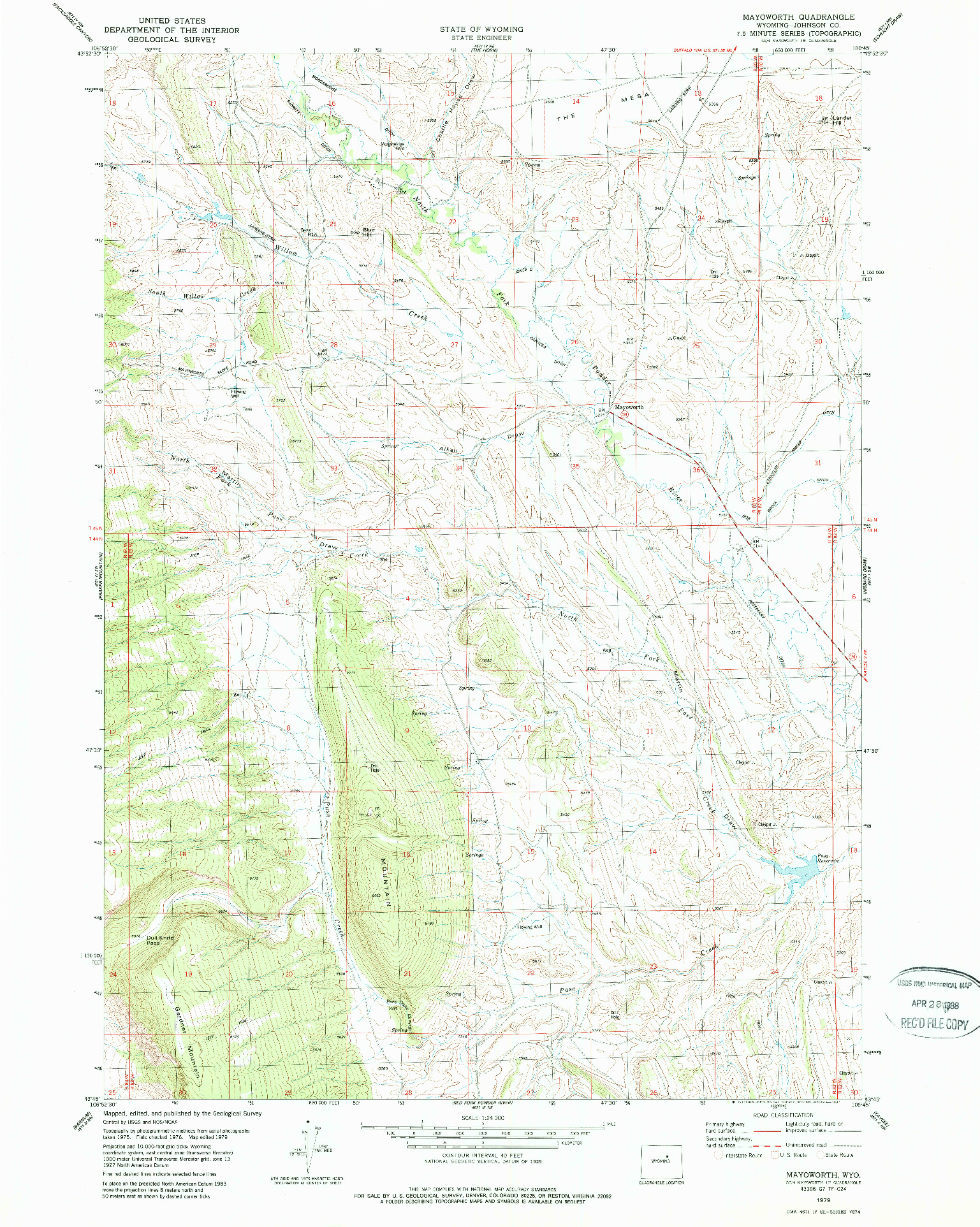 USGS 1:24000-SCALE QUADRANGLE FOR MAYOWORTH, WY 1979