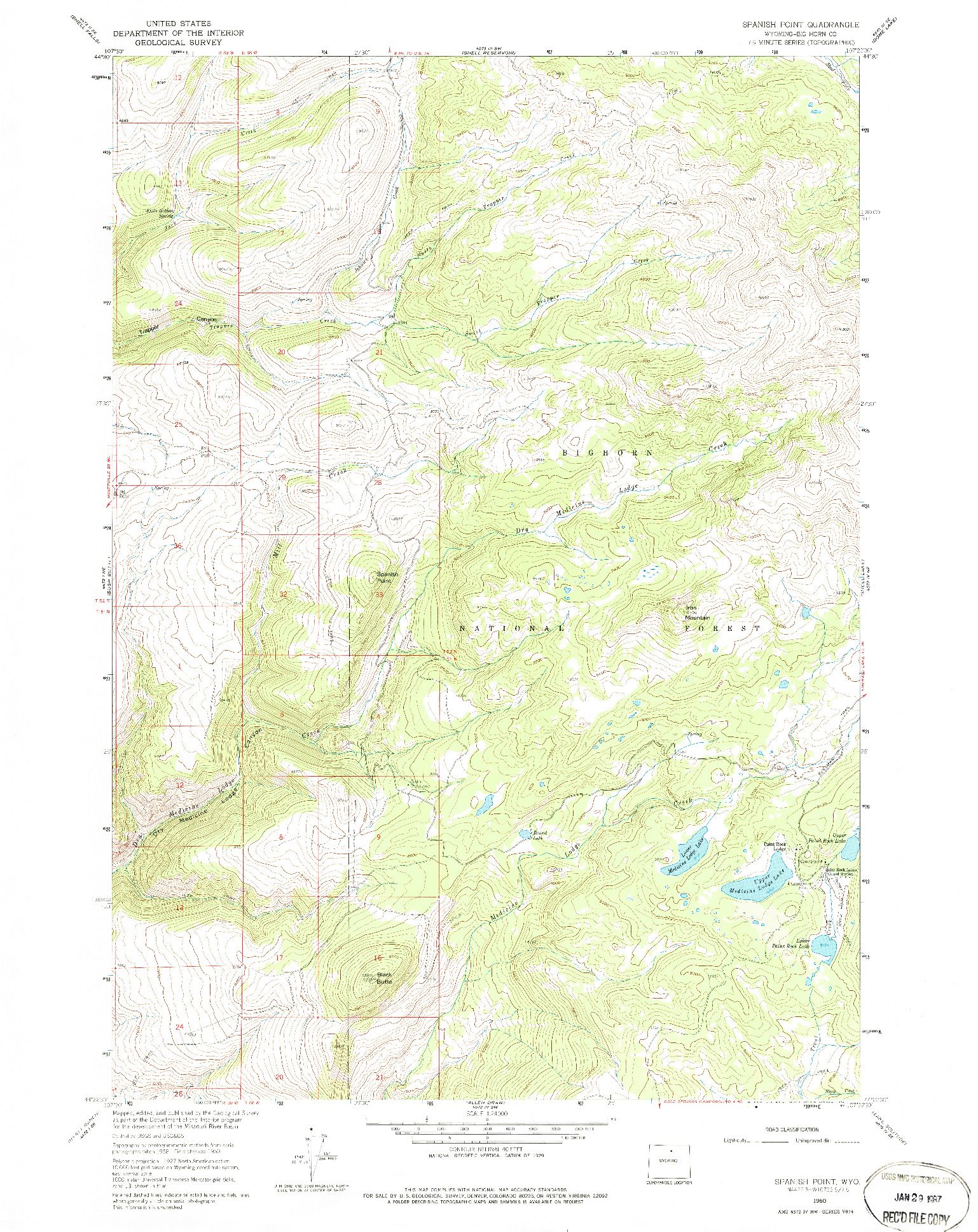 USGS 1:24000-SCALE QUADRANGLE FOR SPANISH POINT, WY 1960