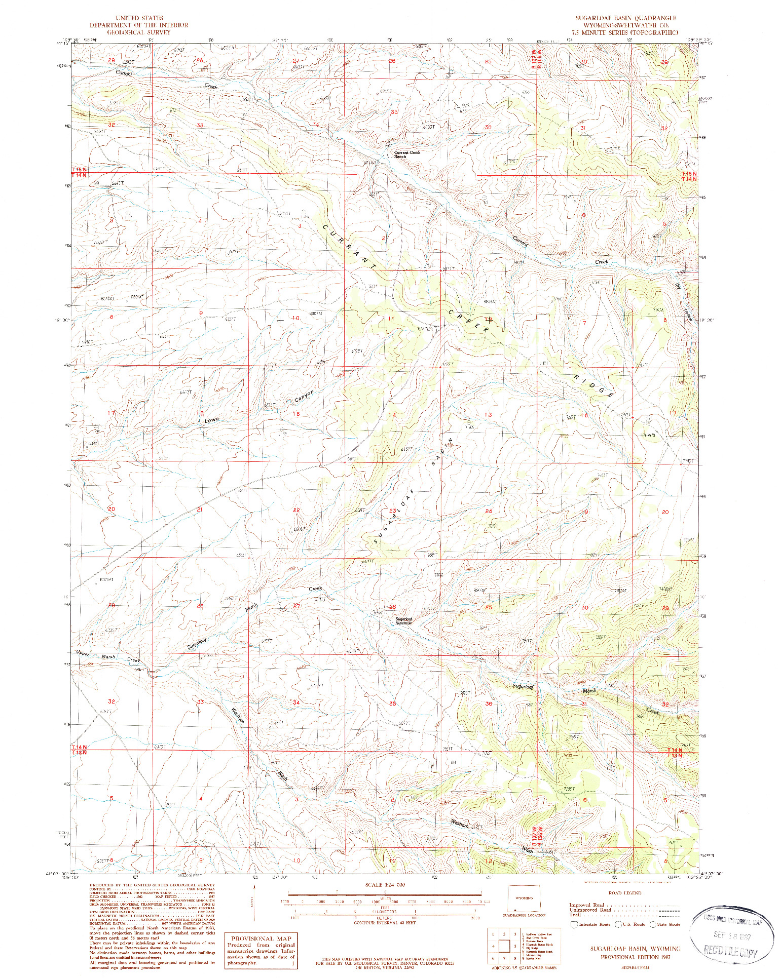 USGS 1:24000-SCALE QUADRANGLE FOR SUGARLOAF BASIN, WY 1987