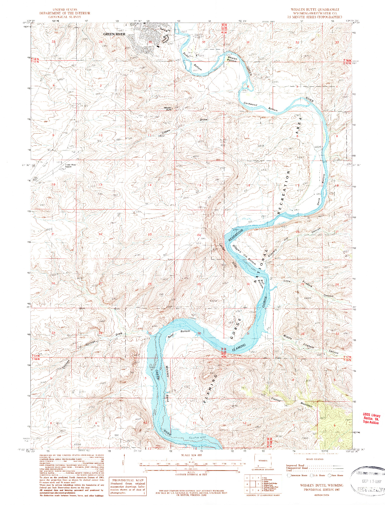USGS 1:24000-SCALE QUADRANGLE FOR WHALEN BUTTE, WY 1987