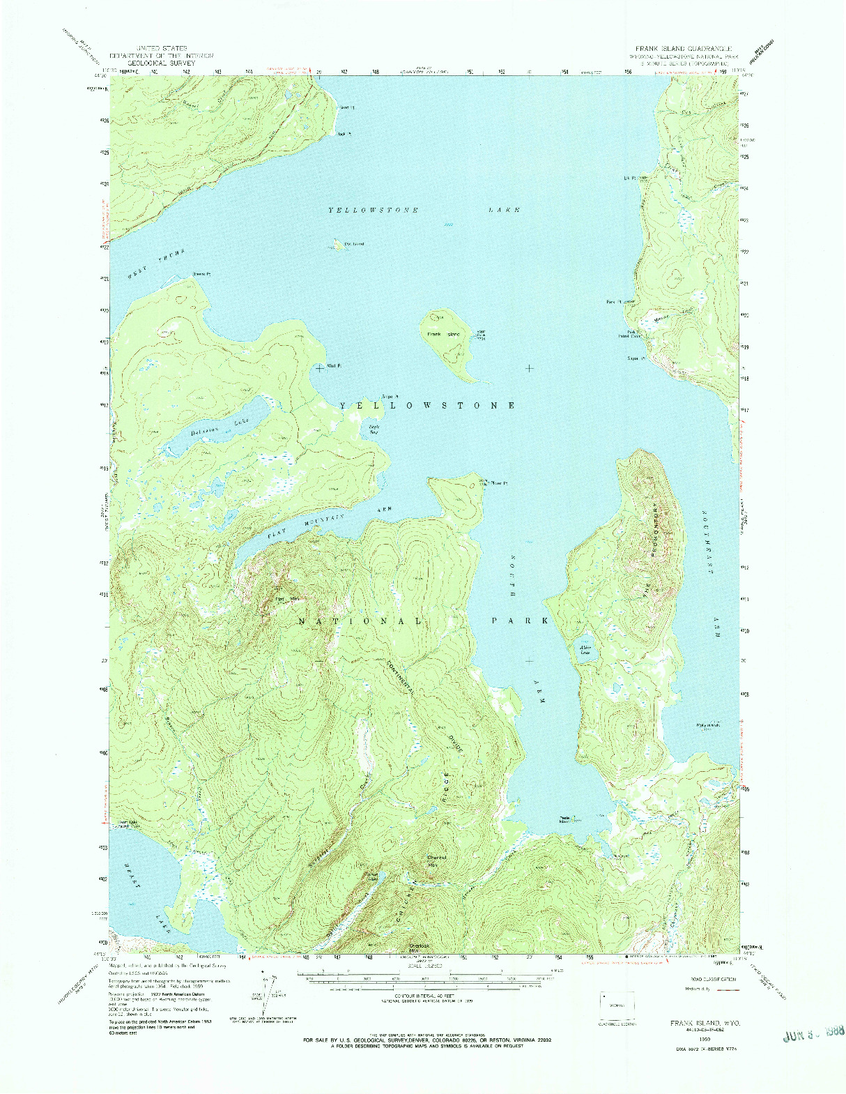 USGS 1:62500-SCALE QUADRANGLE FOR FRANK ISLAND, WY 1959