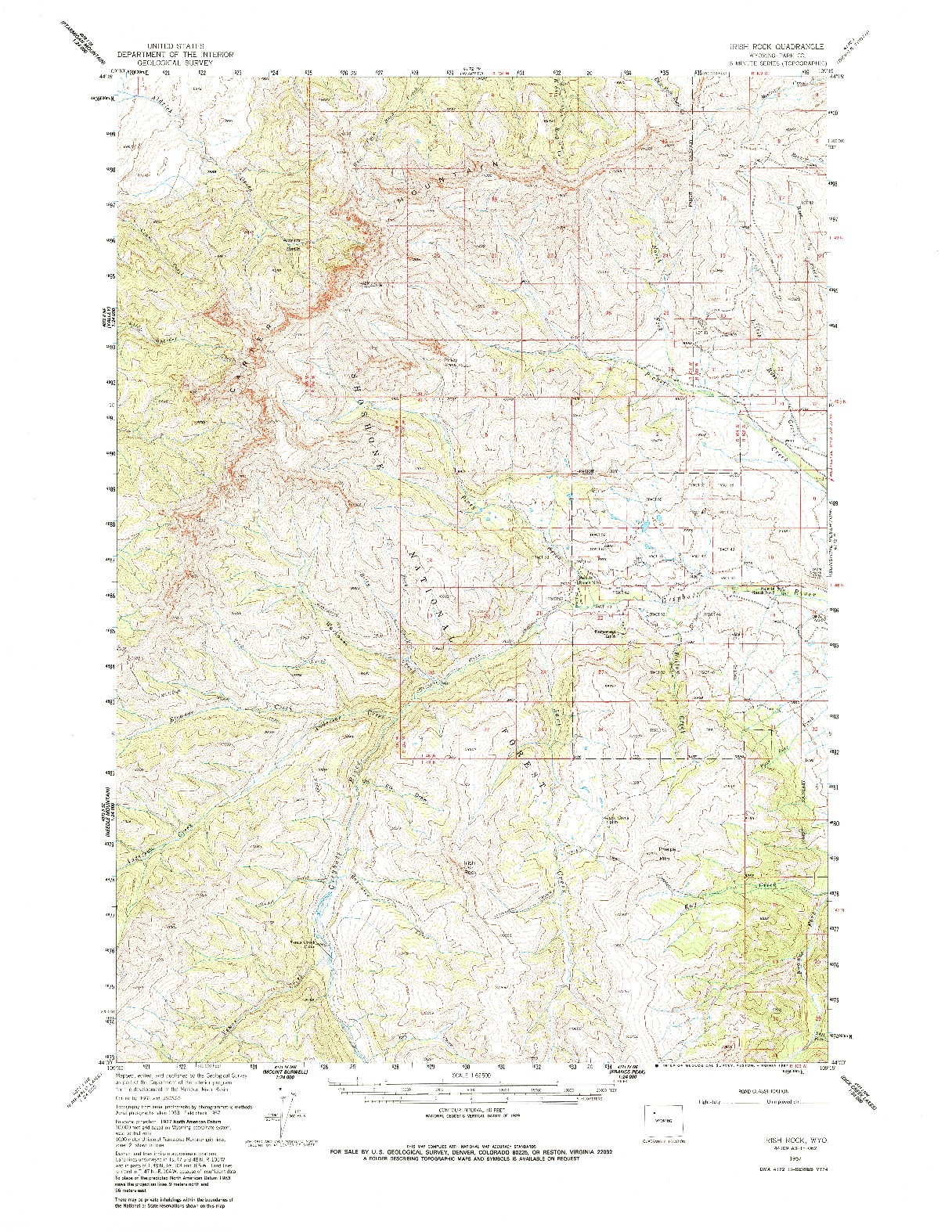 USGS 1:62500-SCALE QUADRANGLE FOR IRISH ROCK, WY 1957