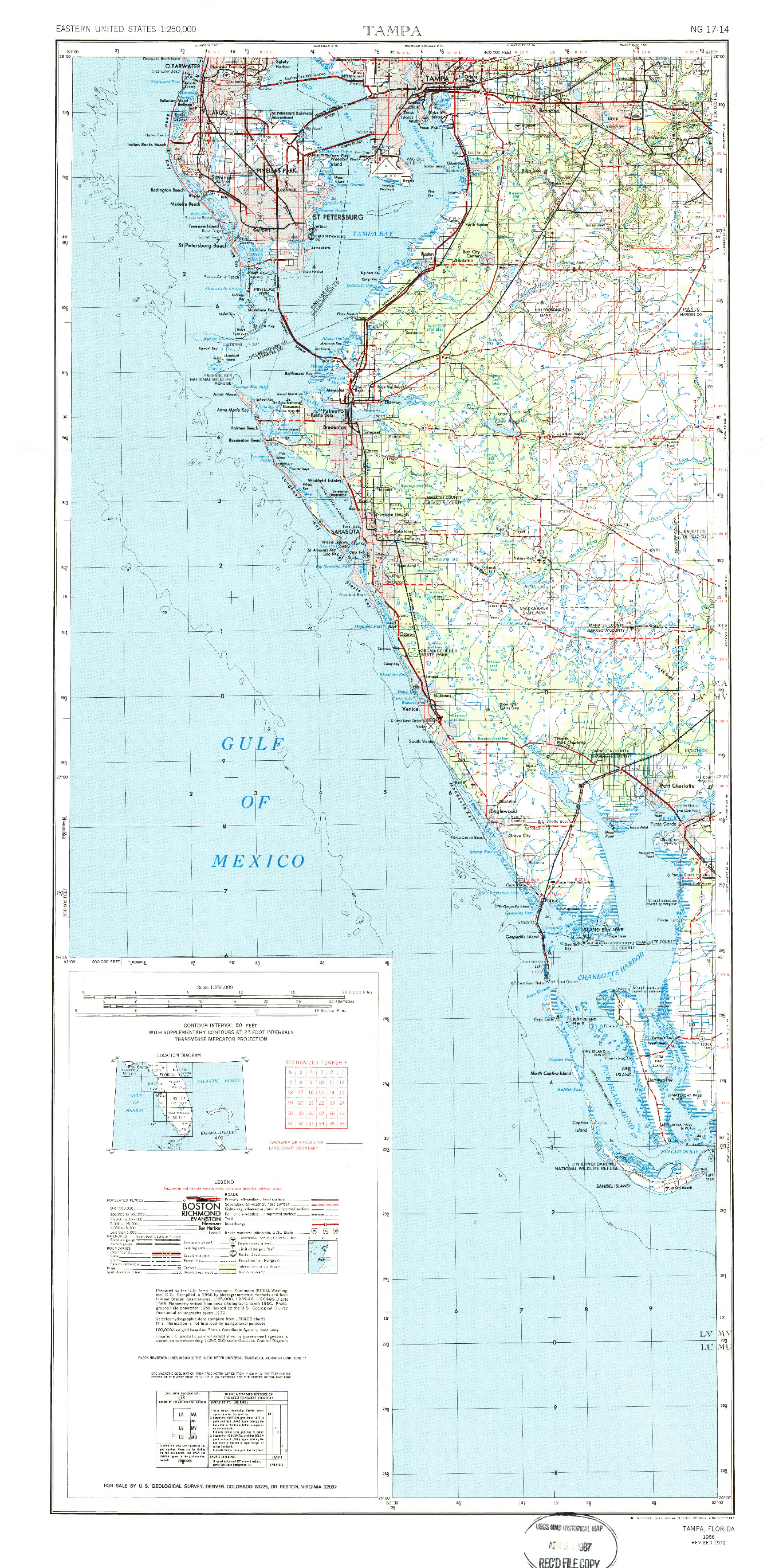 USGS 1:250000-SCALE QUADRANGLE FOR TAMPA, FL 1956