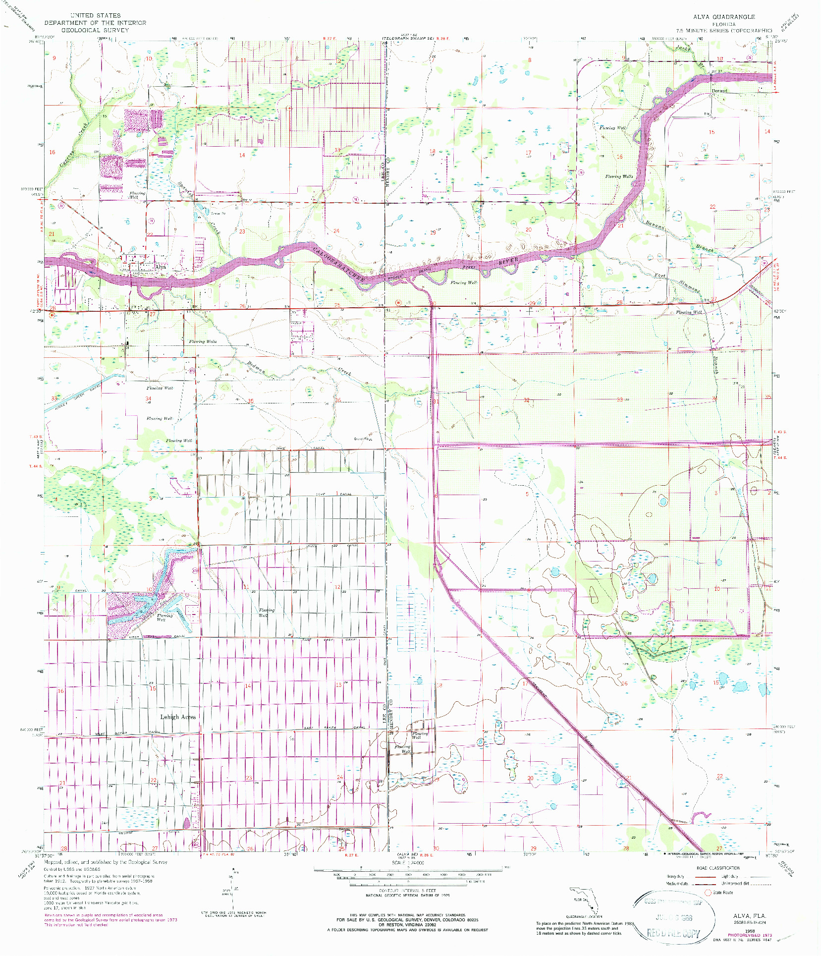 USGS 1:24000-SCALE QUADRANGLE FOR ALVA, FL 1958