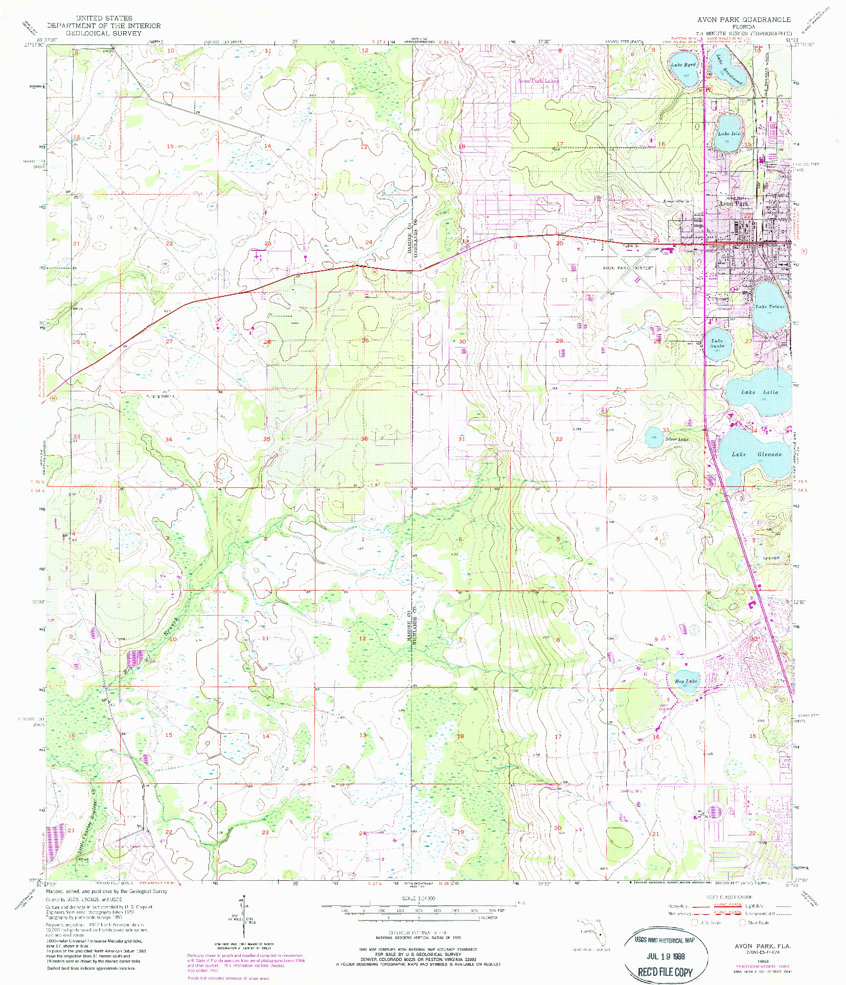 USGS 1:24000-SCALE QUADRANGLE FOR AVON PARK, FL 1953