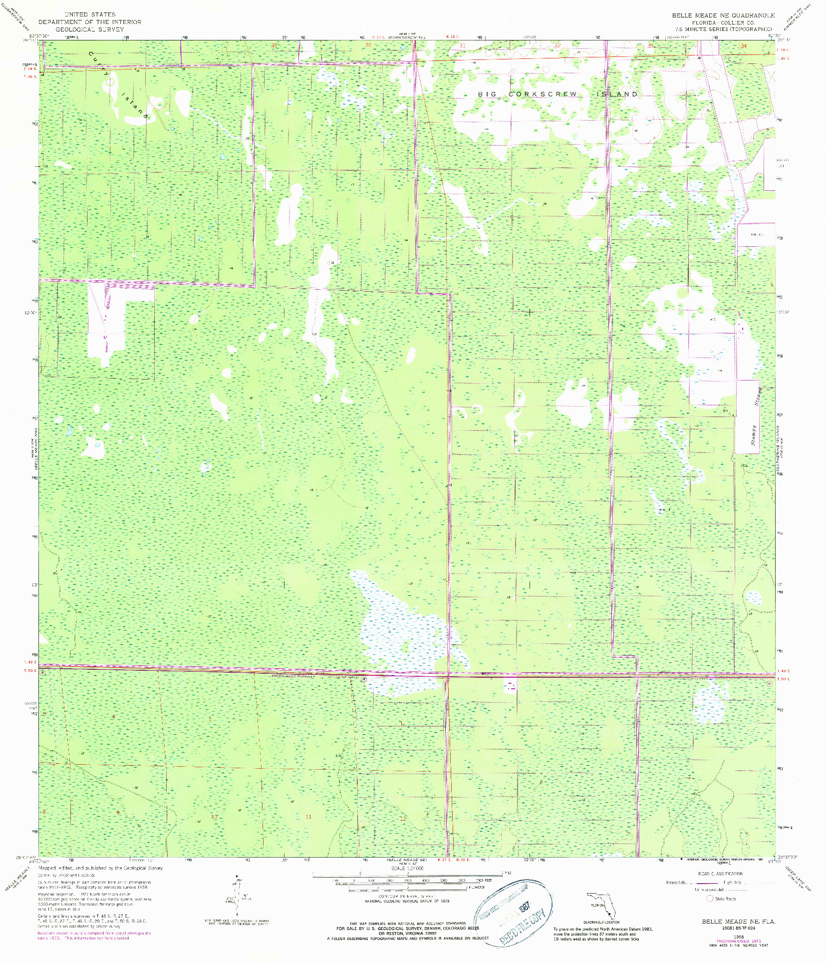 USGS 1:24000-SCALE QUADRANGLE FOR BELLE MEADE NE, FL 1958
