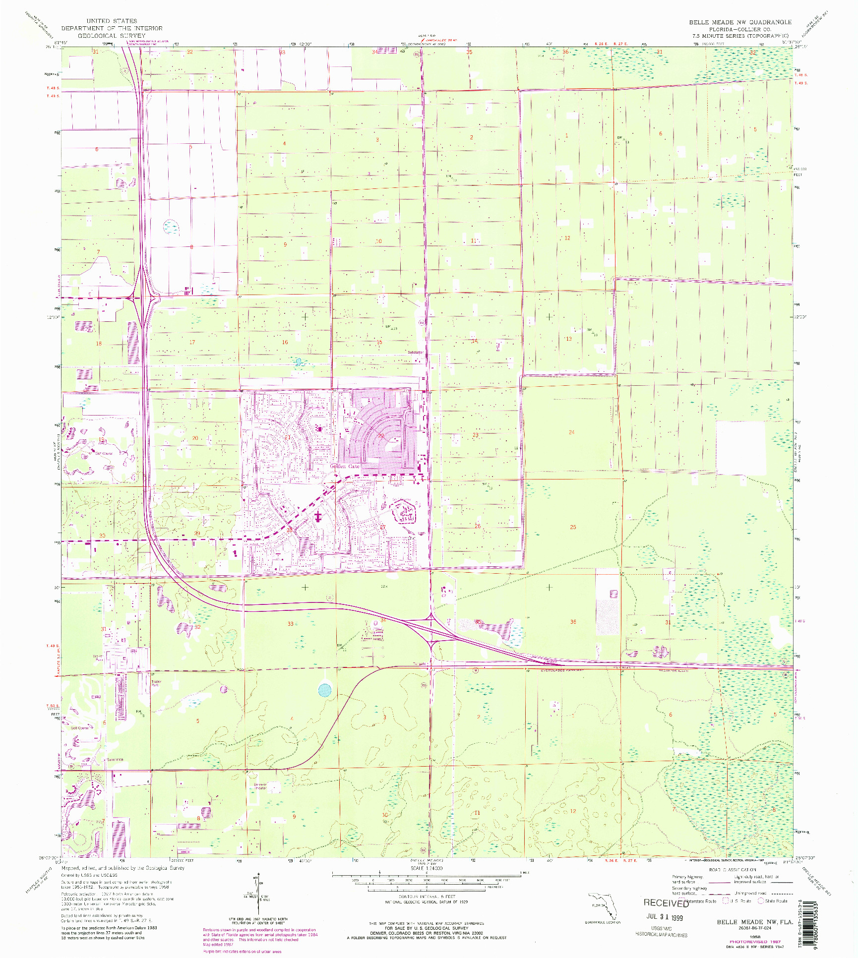 USGS 1:24000-SCALE QUADRANGLE FOR BELLE MEADE NW, FL 1958