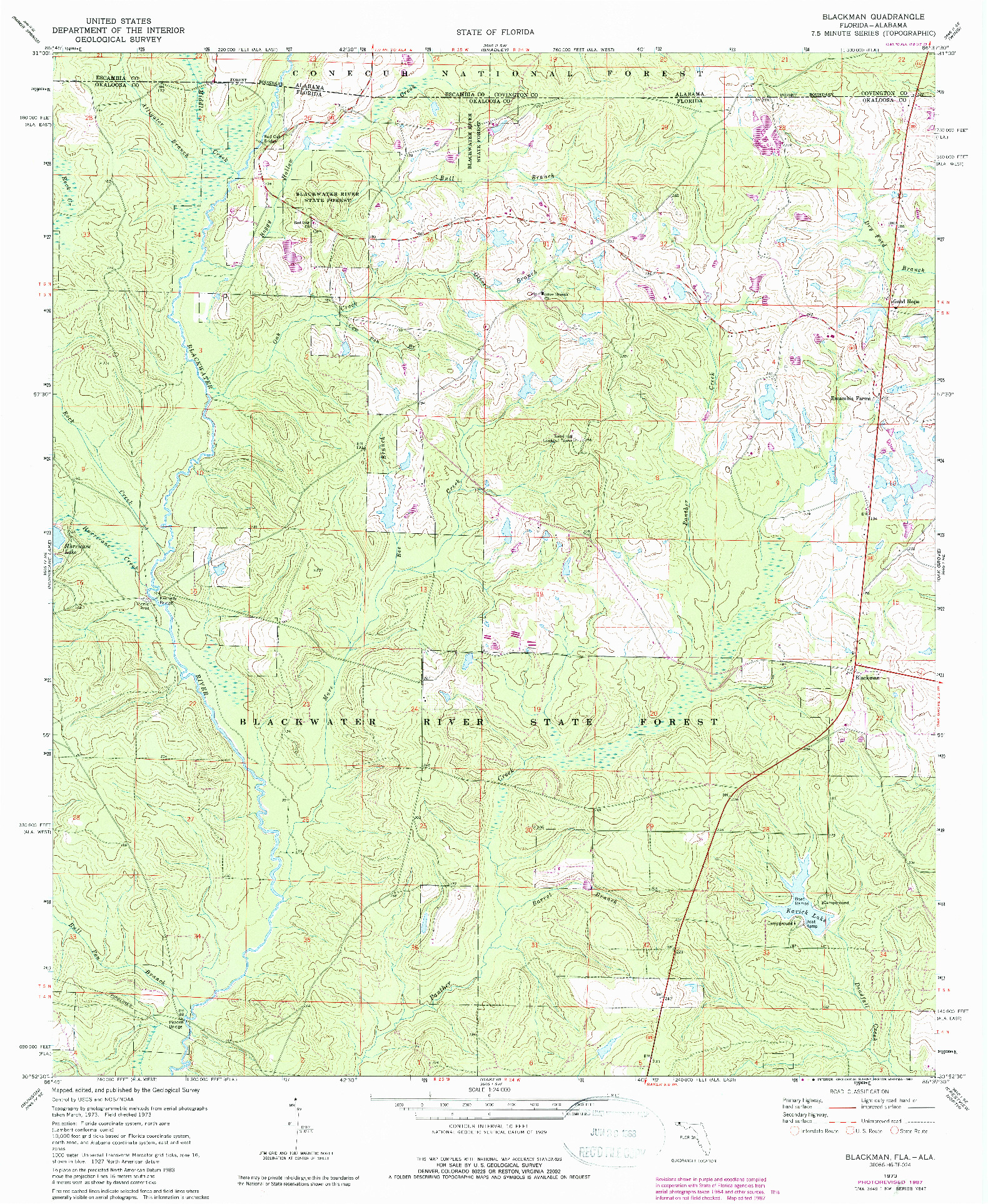 USGS 1:24000-SCALE QUADRANGLE FOR BLACKMAN, FL 1973