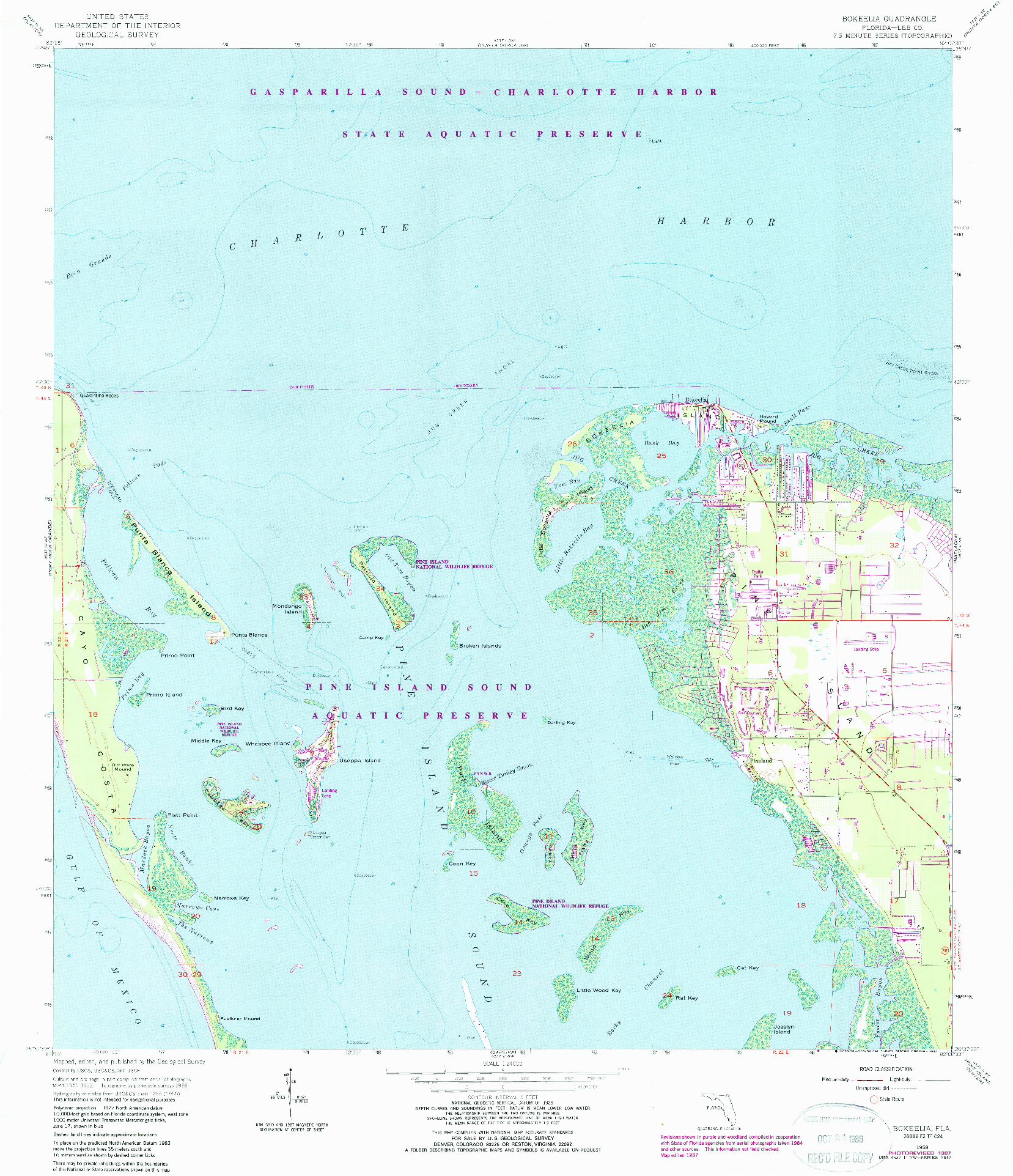 USGS 1:24000-SCALE QUADRANGLE FOR BOKEELIA, FL 1958