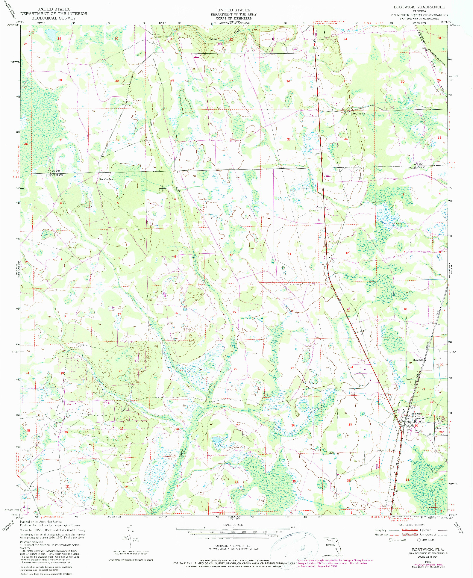 USGS 1:24000-SCALE QUADRANGLE FOR BOSTWICK, FL 1949