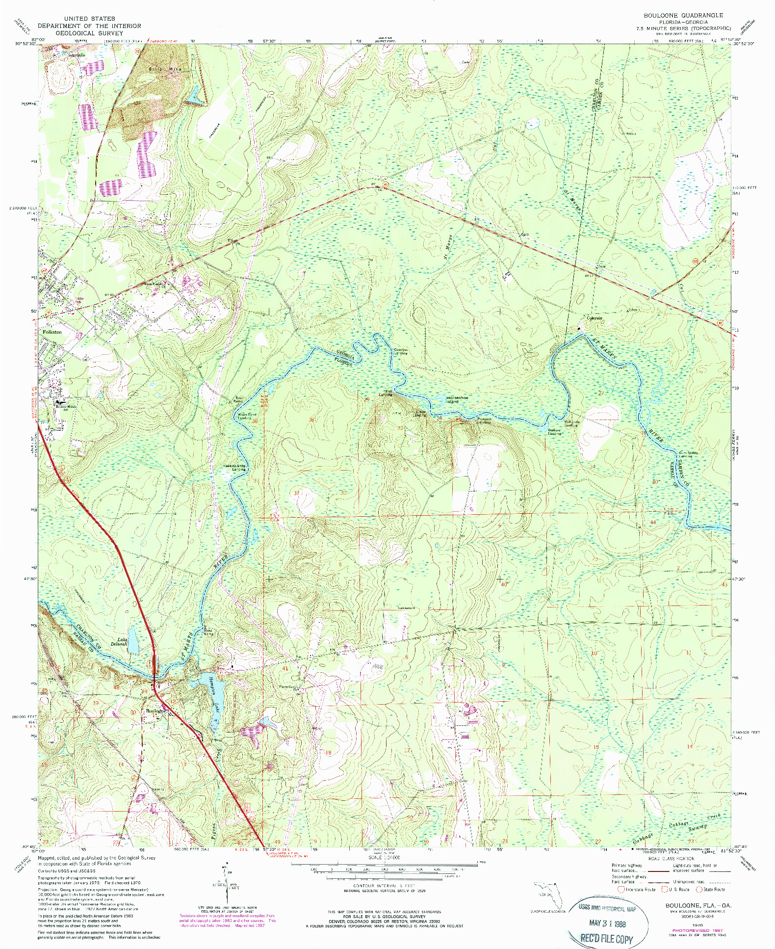 USGS 1:24000-SCALE QUADRANGLE FOR BOULOGNE, FL 1970