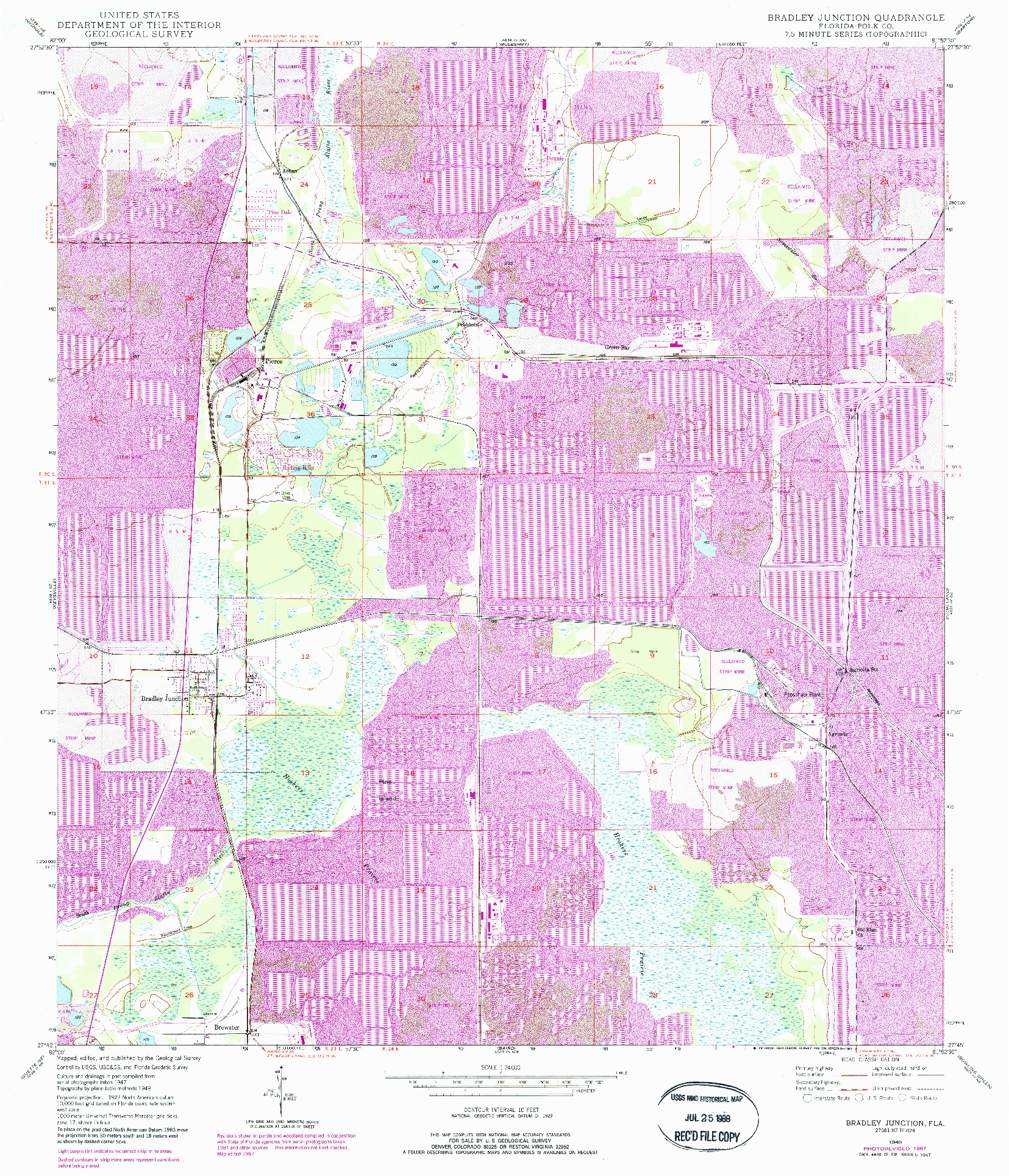 USGS 1:24000-SCALE QUADRANGLE FOR BRADLEY JUNCTION, FL 1949