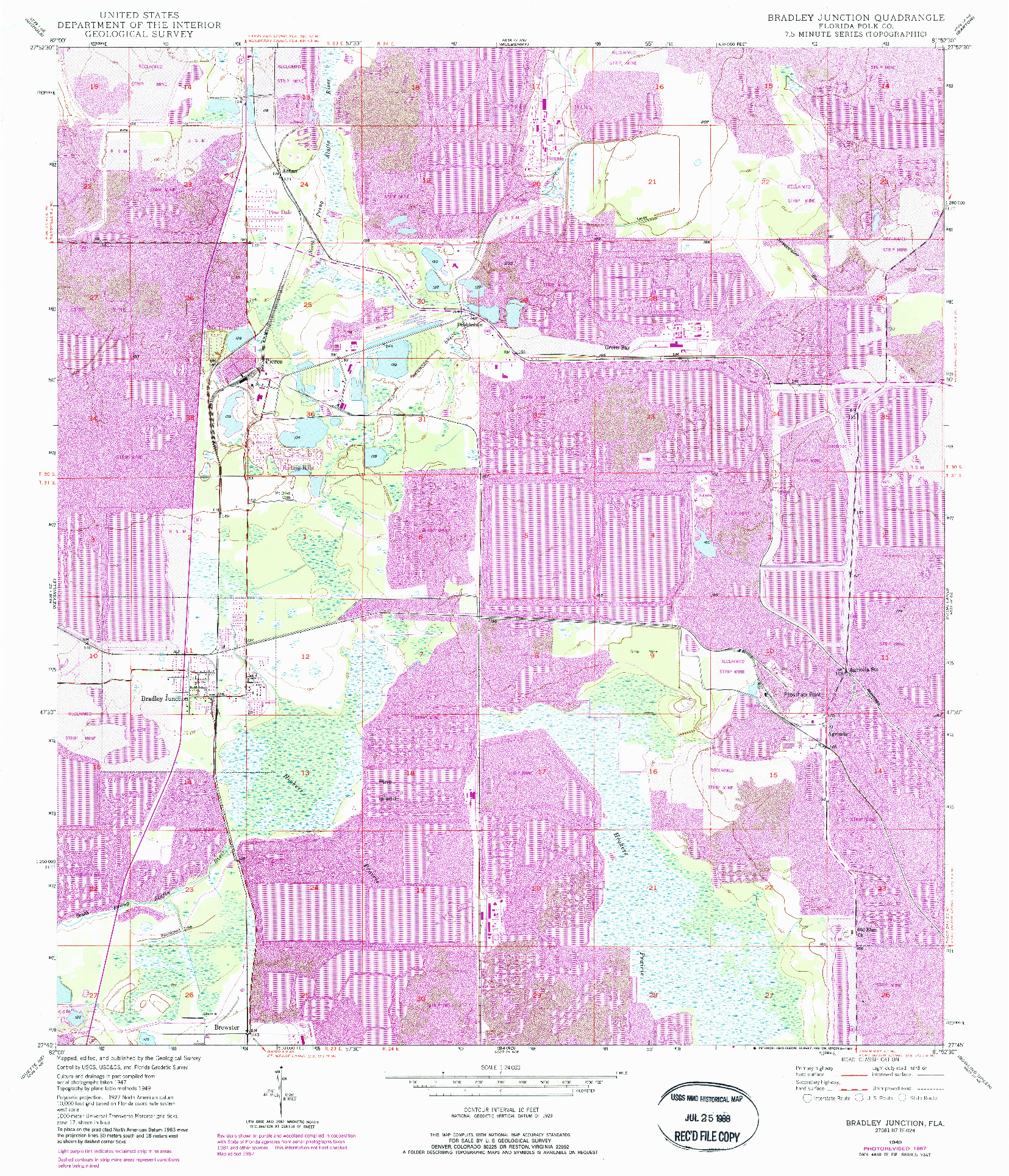 USGS 1:24000-SCALE QUADRANGLE FOR BRADLEY JUNCTION, FL 1949