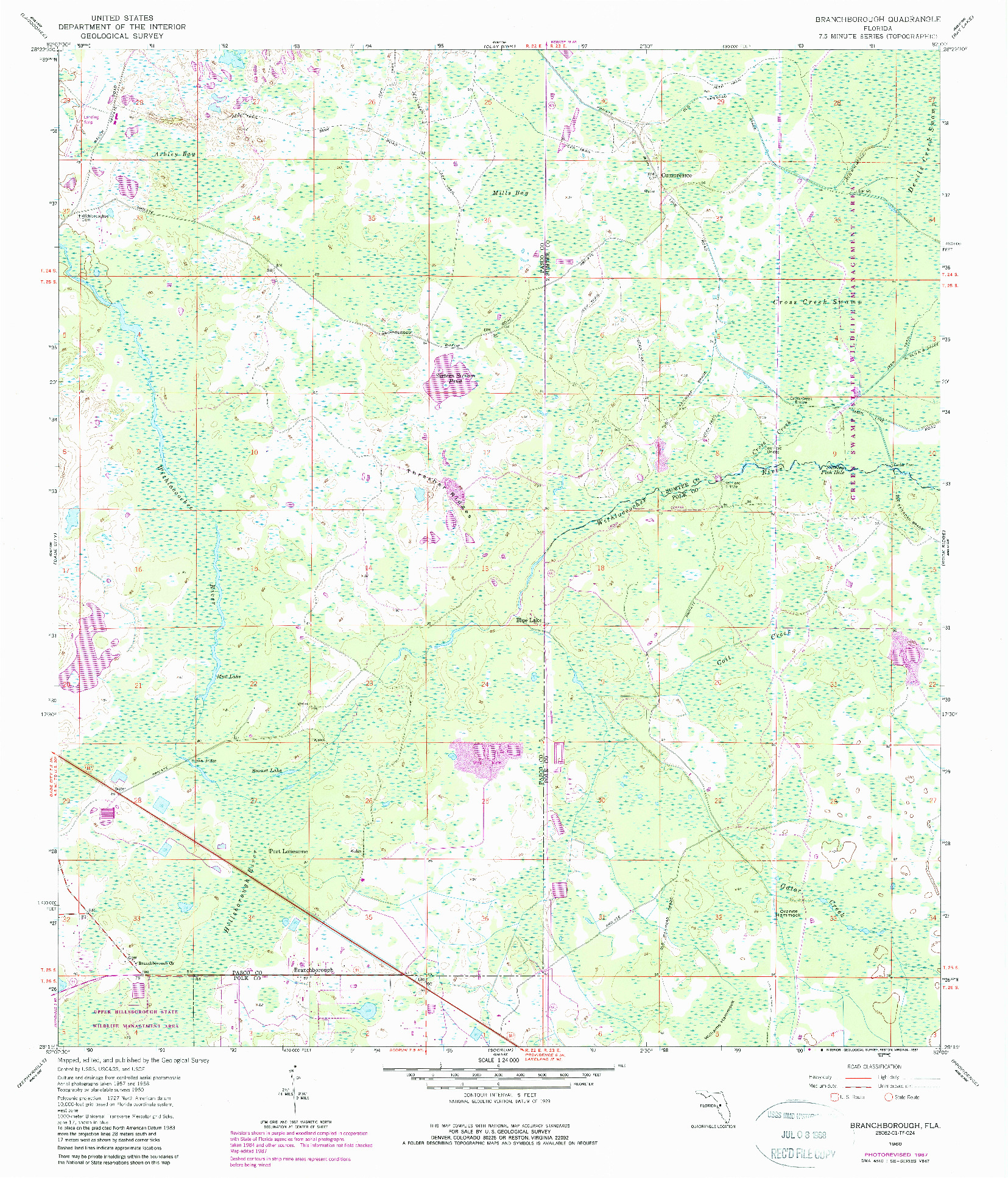 USGS 1:24000-SCALE QUADRANGLE FOR BRANCHBOROUGH, FL 1960