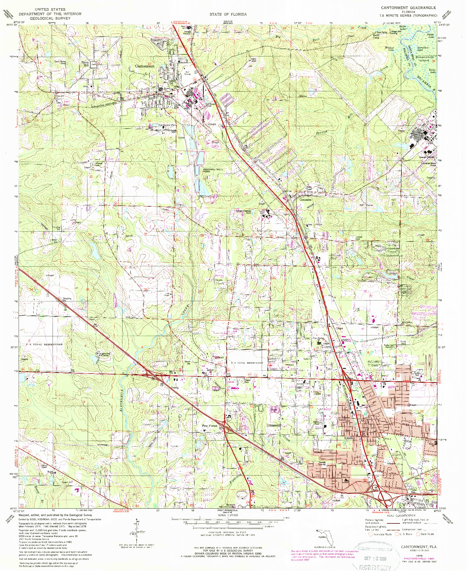 USGS 1:24000-SCALE QUADRANGLE FOR CANTONMENT, FL 1978