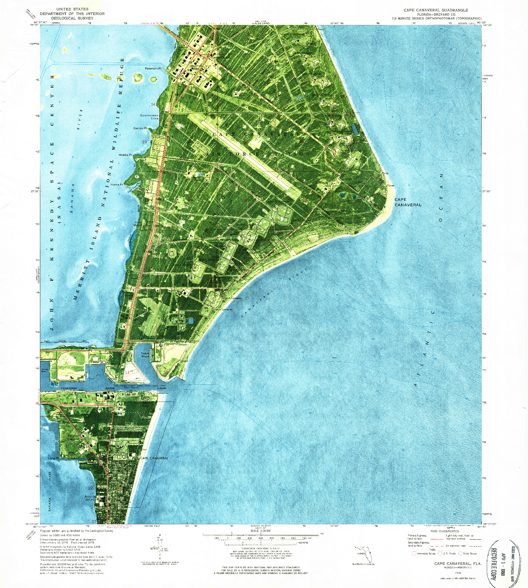 USGS 1:24000-SCALE QUADRANGLE FOR CAPE CANAVERAL, FL 1976