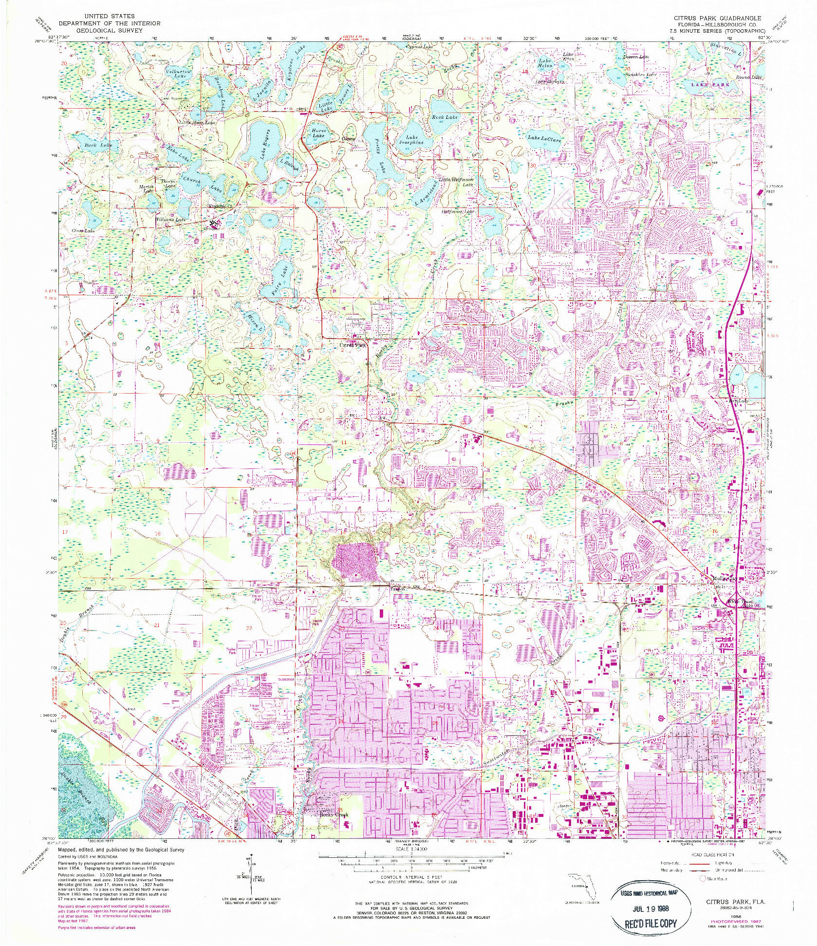 USGS 1:24000-SCALE QUADRANGLE FOR CITRUS PARK, FL 1956