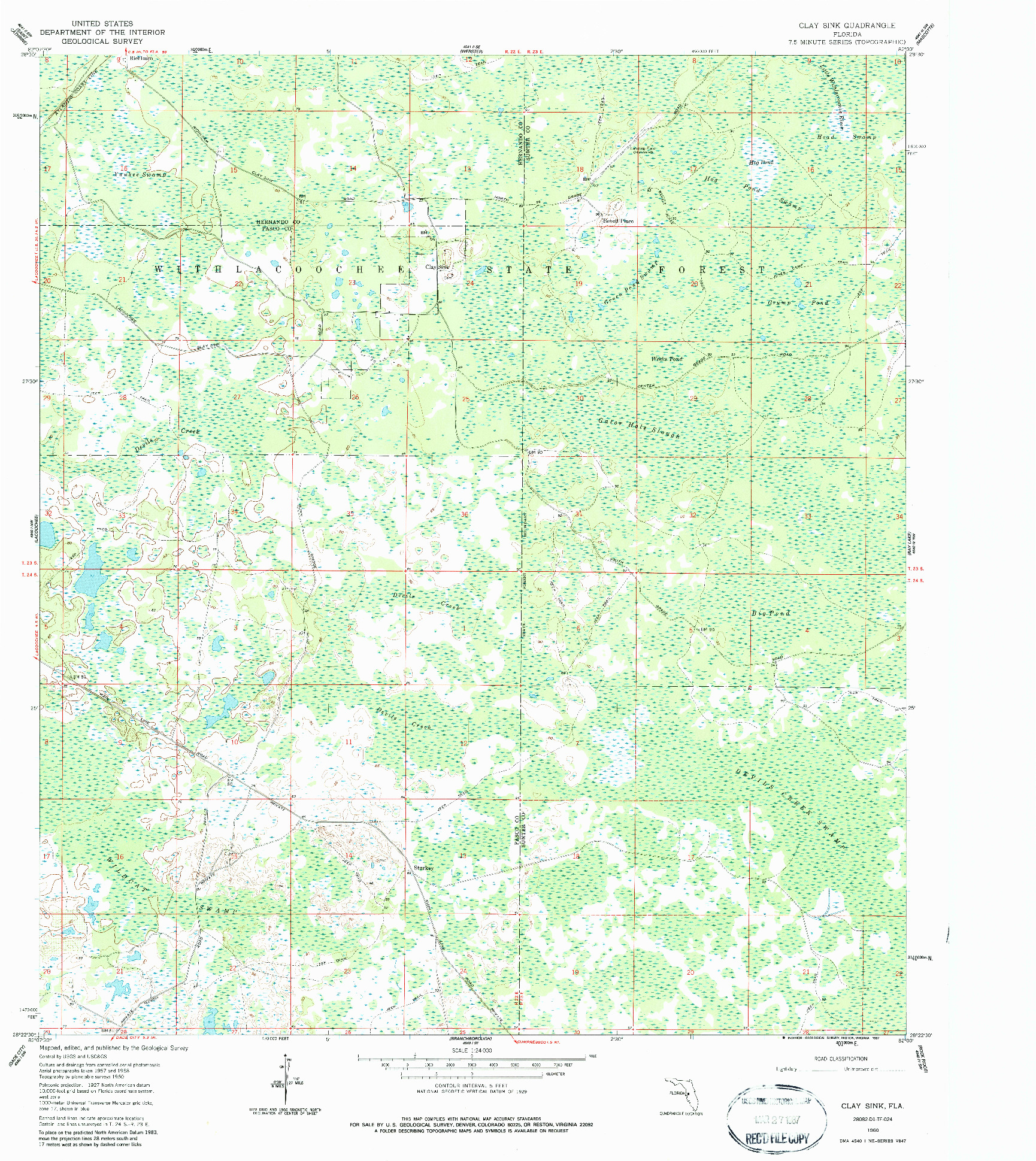 USGS 1:24000-SCALE QUADRANGLE FOR CLAY SINK, FL 1960