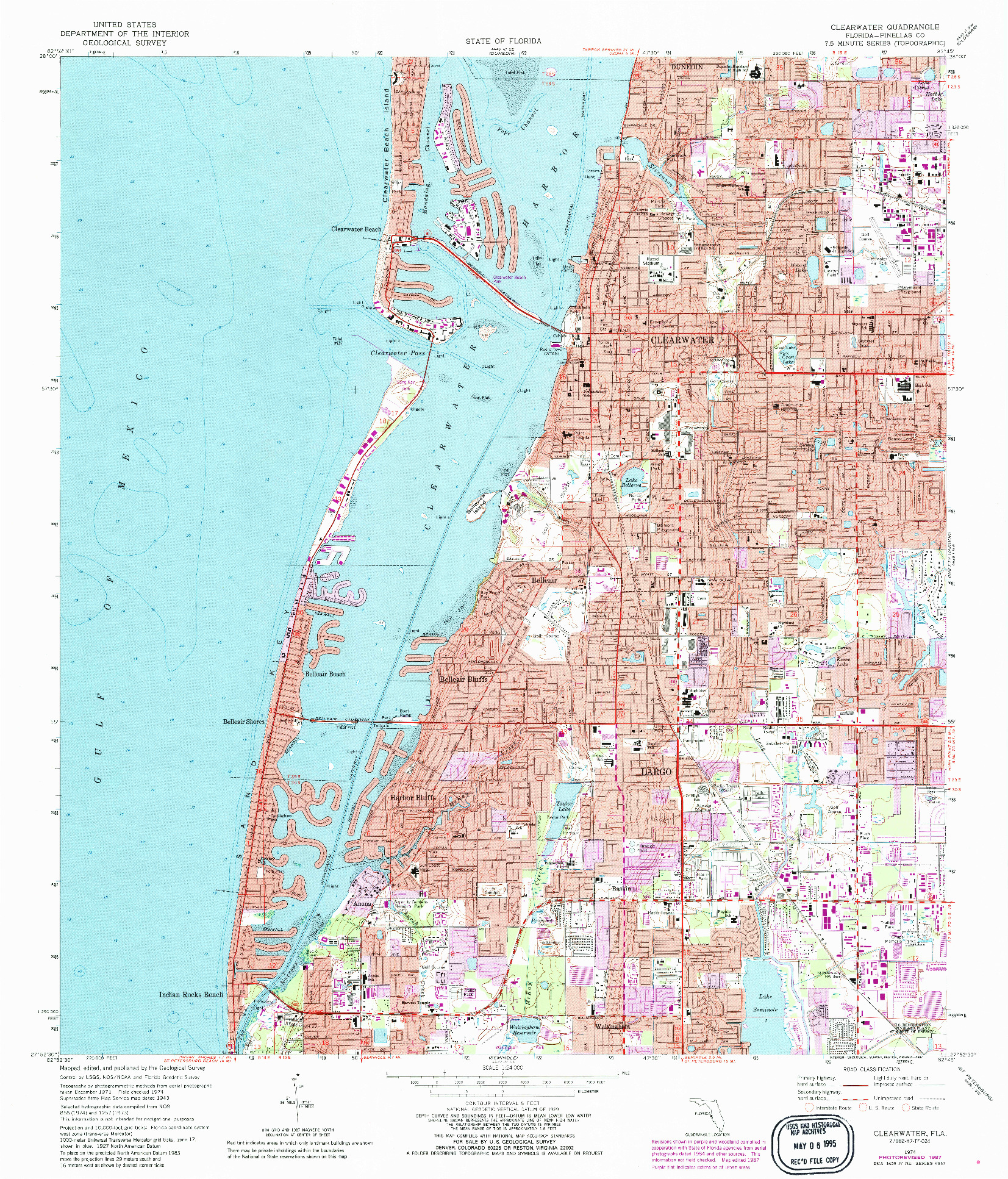 USGS 1:24000-SCALE QUADRANGLE FOR CLEARWATER, FL 1974