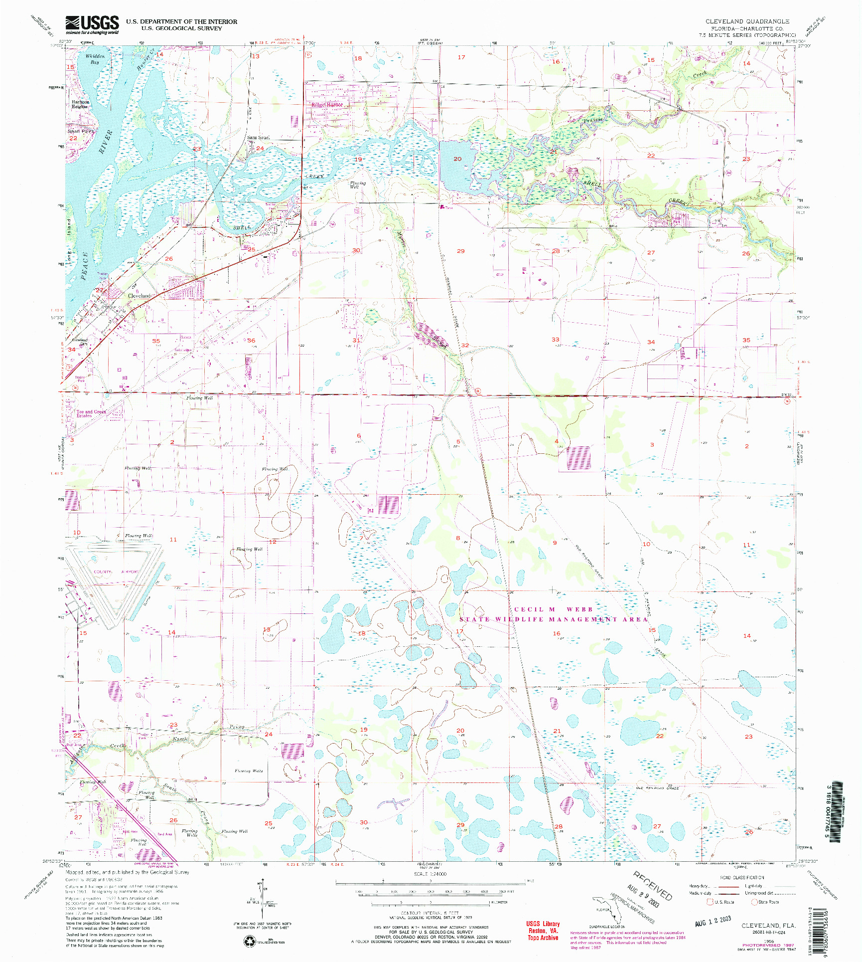 USGS 1:24000-SCALE QUADRANGLE FOR CLEVELAND, FL 1956