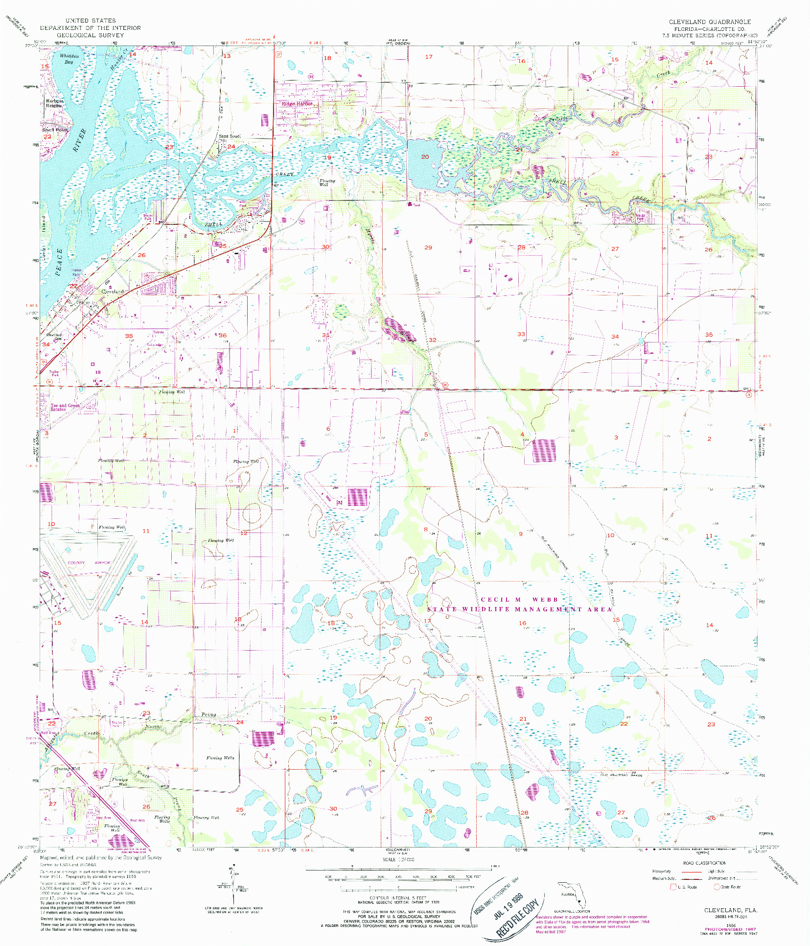 USGS 1:24000-SCALE QUADRANGLE FOR CLEVELAND, FL 1956